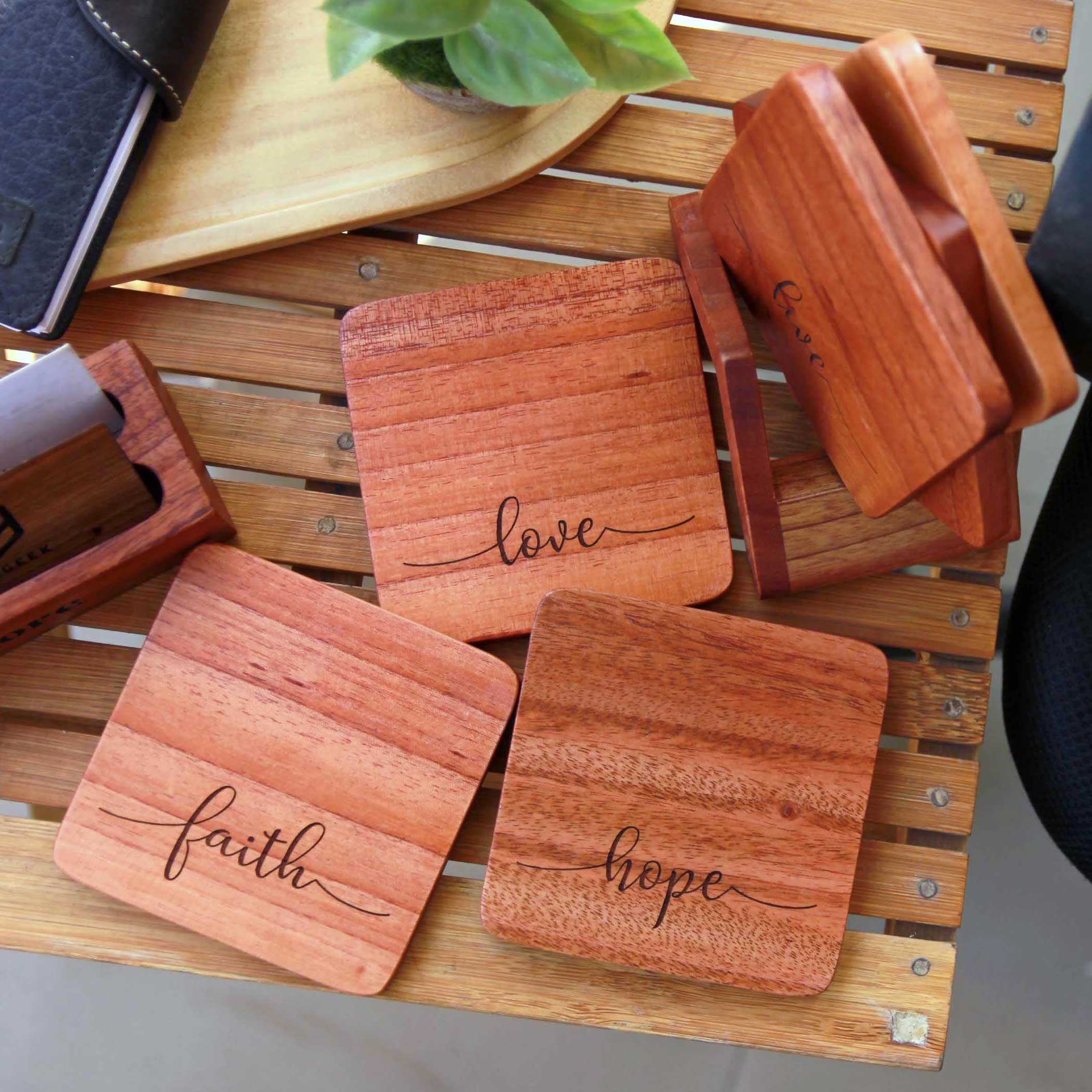 Inspirational Coasters - Wooden Coaster Set With Holder - Image 2