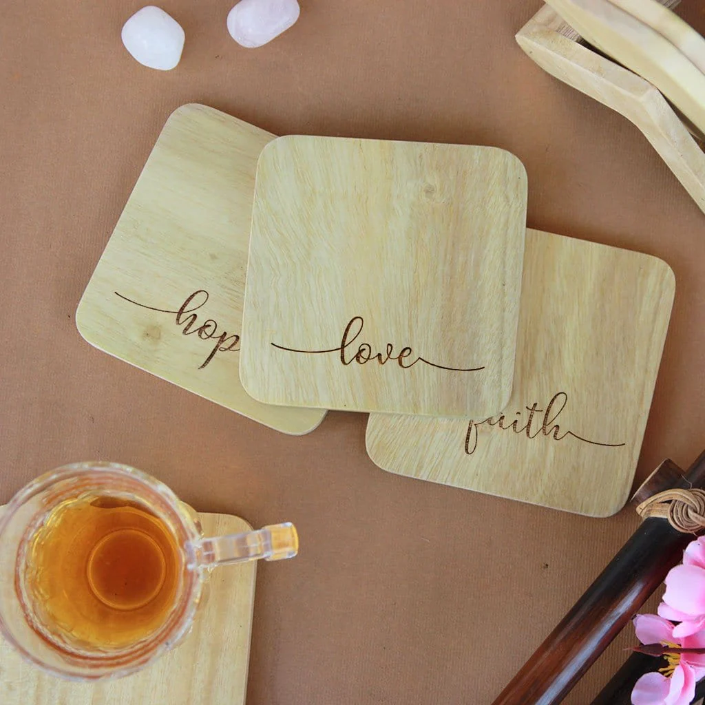 Inspirational Coasters - Wooden Coaster Set With Holder - Image 4