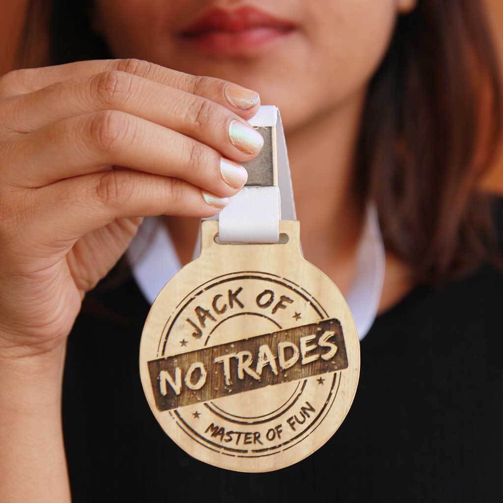 Jack Of No Trades, Master Of Fun Wooden Medal - Image 2