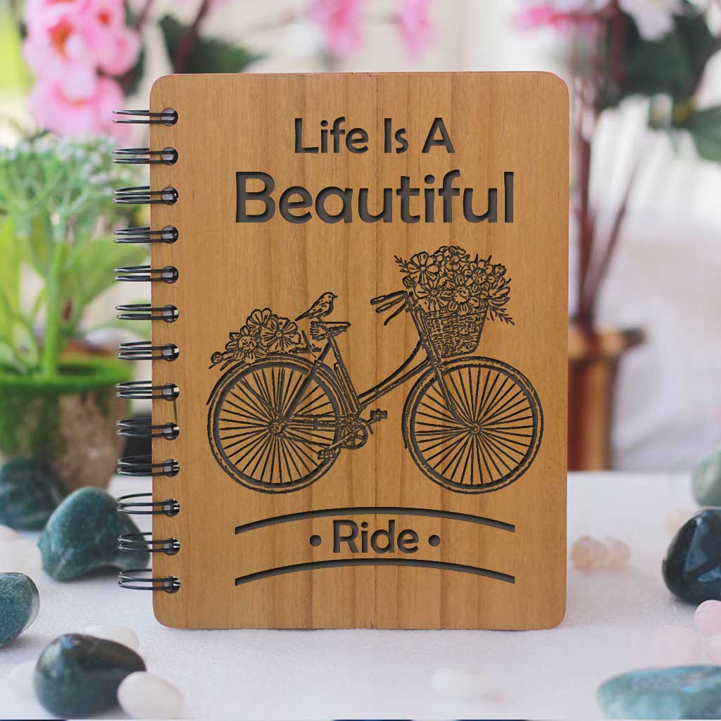 Life is A Beautiful Ride - Personalized Wooden Notebook | Life Quotes - Image 2