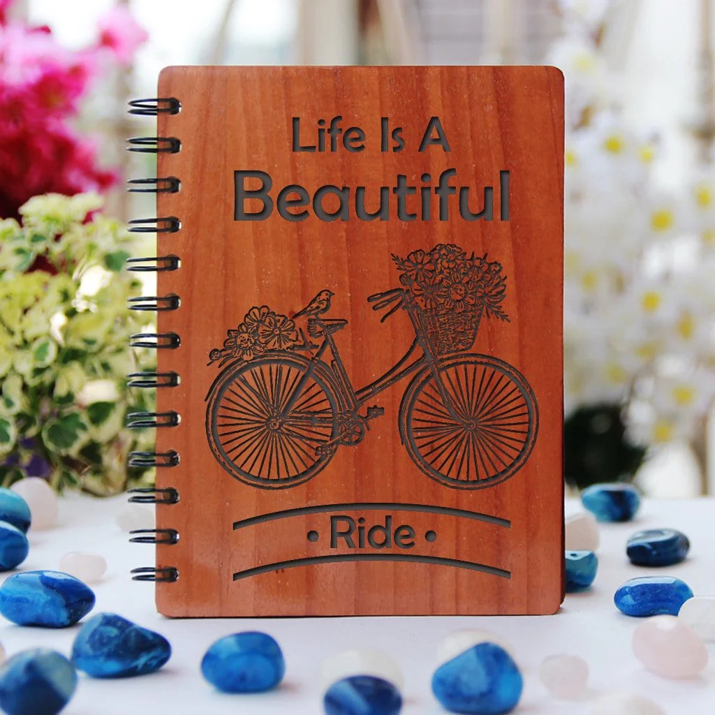 Life is A Beautiful Ride - Personalized Wooden Notebook | Life Quotes - Image 3