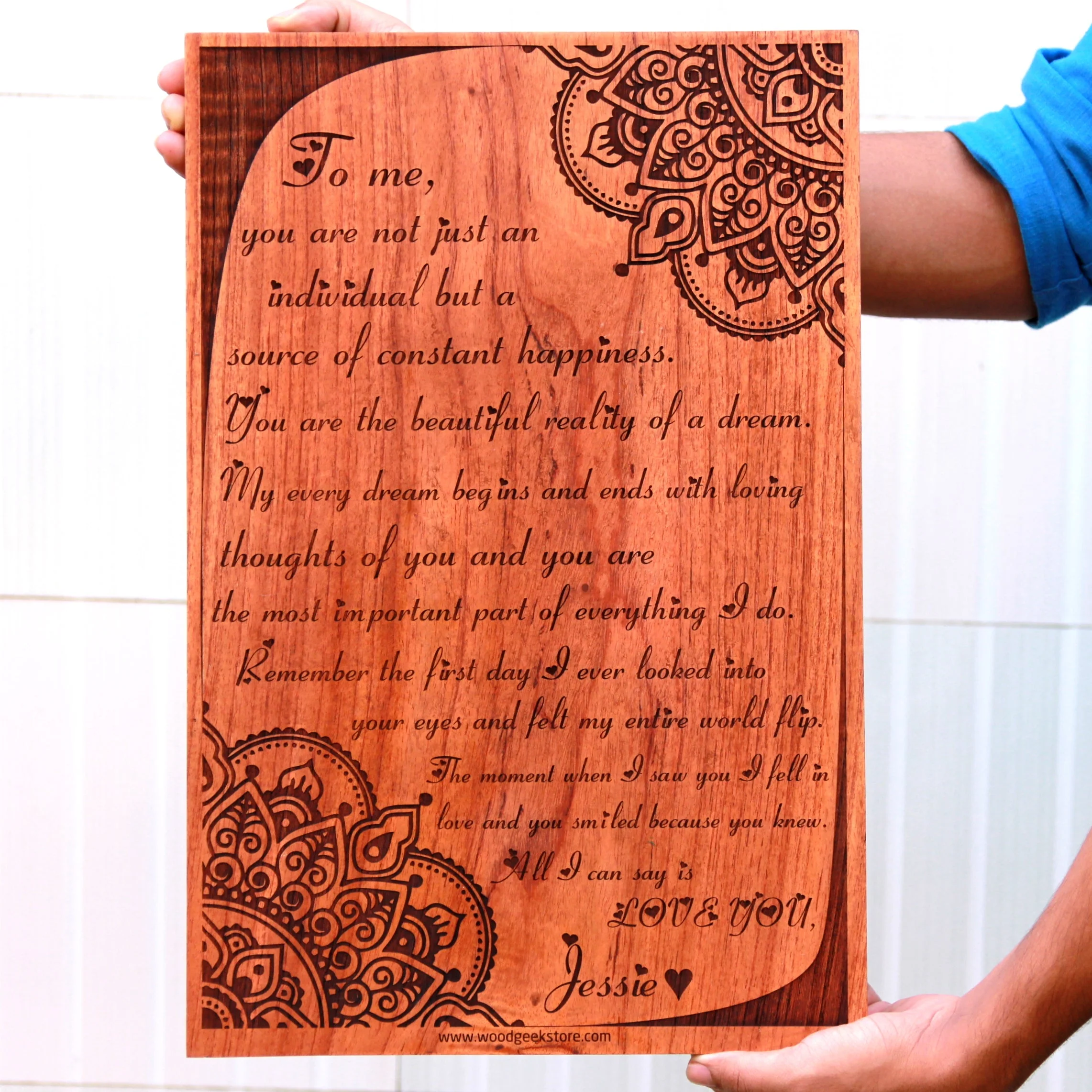"Light of My Life" Personalized Love Letter Plaque | Custom Romantic Poetry Wood Sign - Image 5