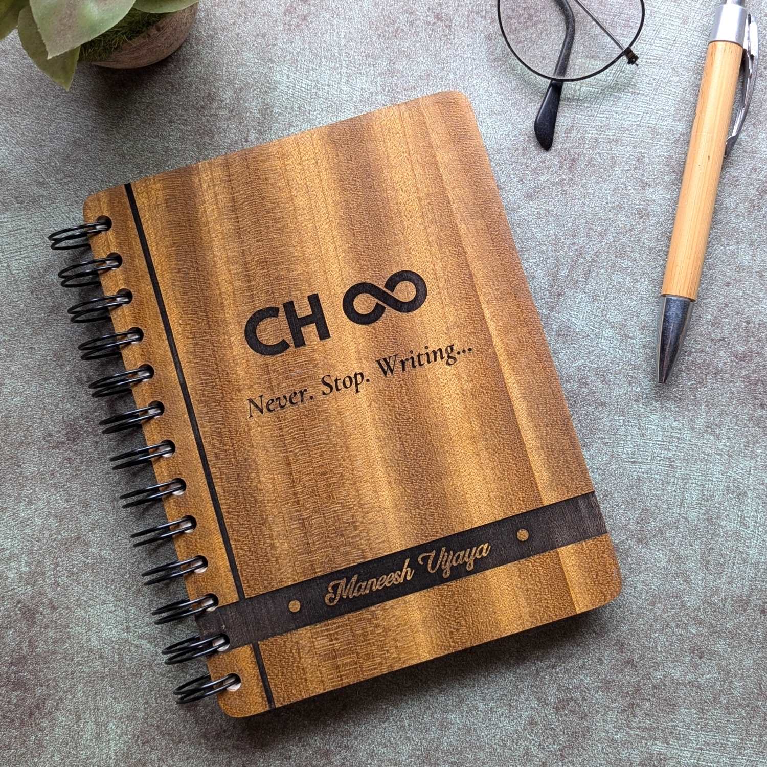 Logo & Name Engraved Personalized Wood Diary | Customised Corporate Diary Gift - Image 2
