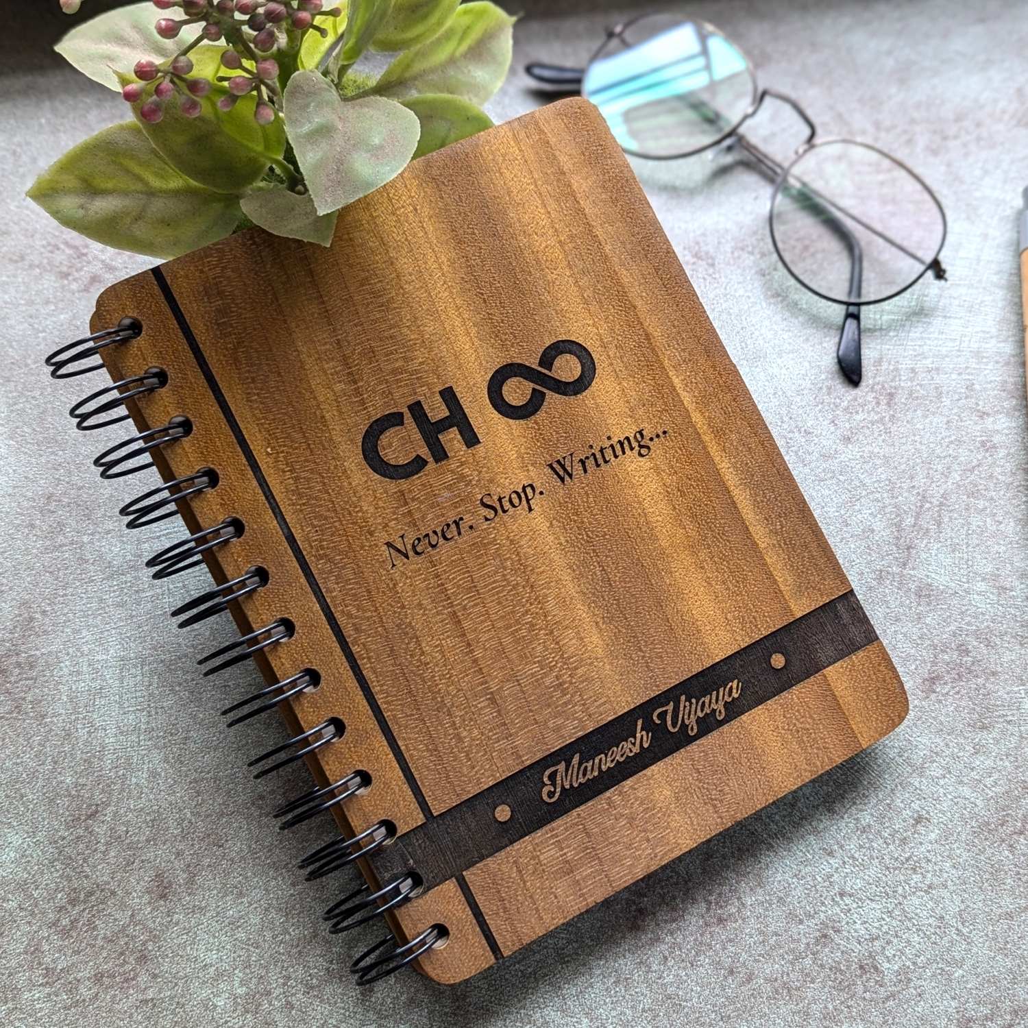 Logo & Name Engraved Personalized Wood Diary | Customised Corporate Diary Gift - Image 3