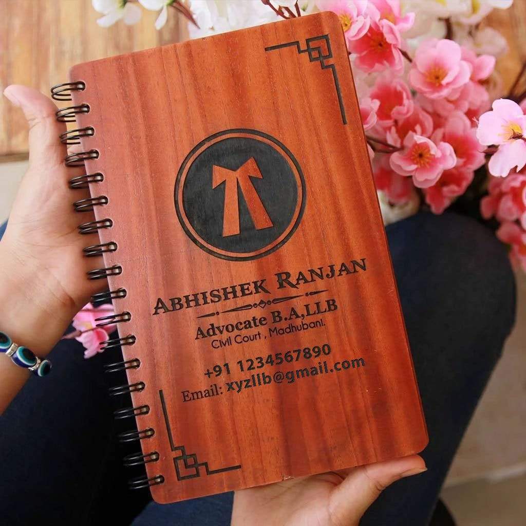 Logo Engraved Wooden Diary For Office - Image 3