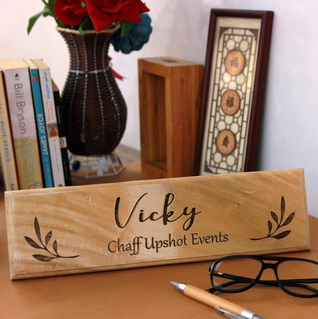 Logo Engraved Wooden Nameplate - Image 3