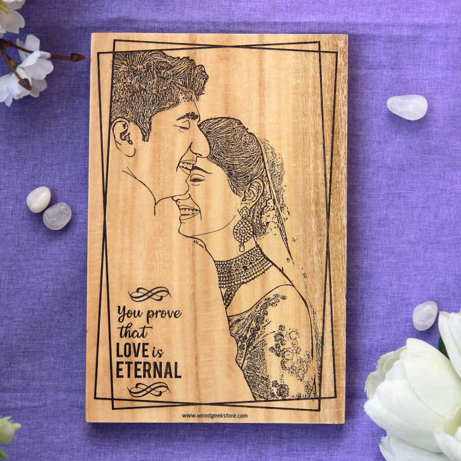 Love Is Eternal Photo Engraved Wood Plaque | Personalized Birthday Gift For Husband & Wife - Image 2