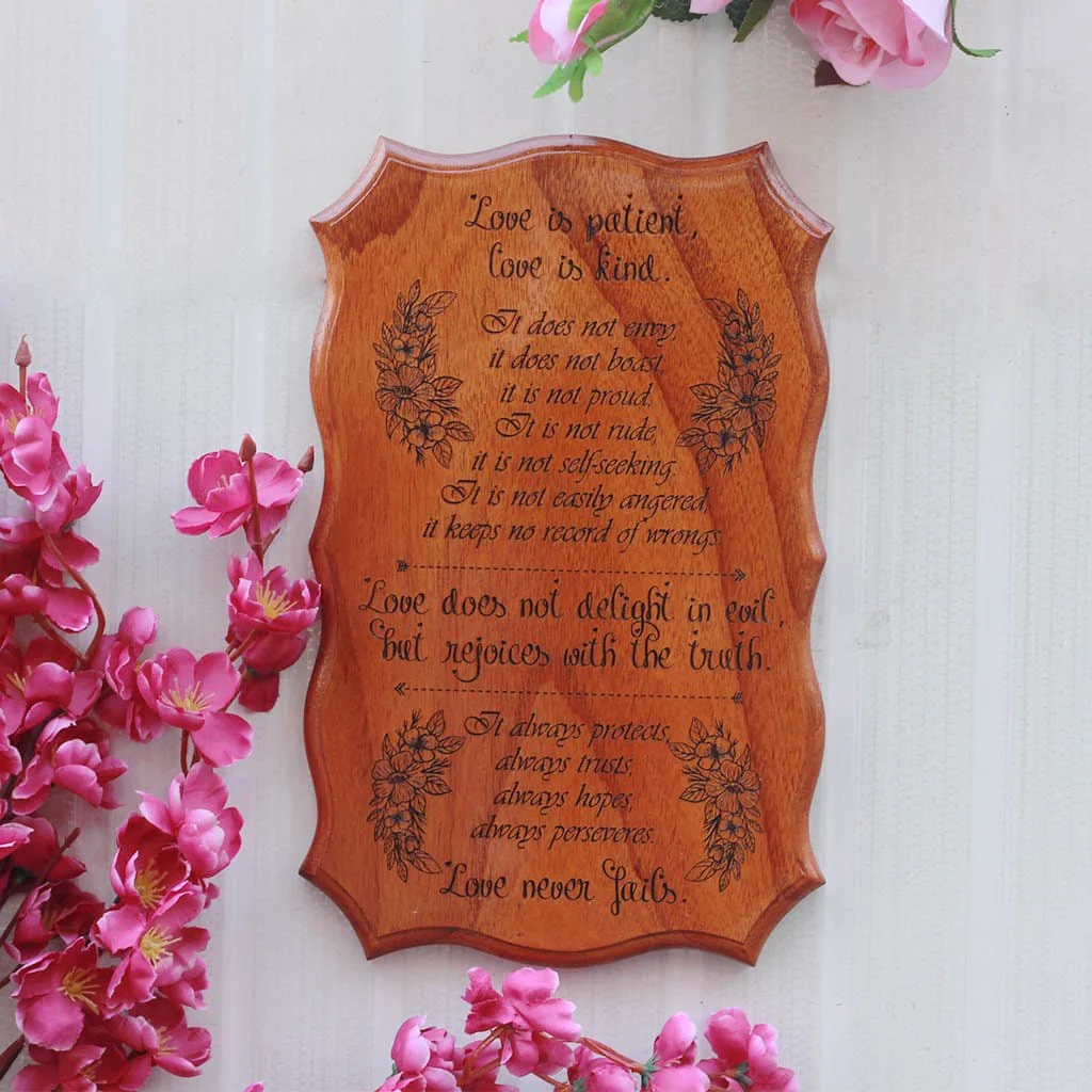 Love Is Patient Engraved Wood Sign