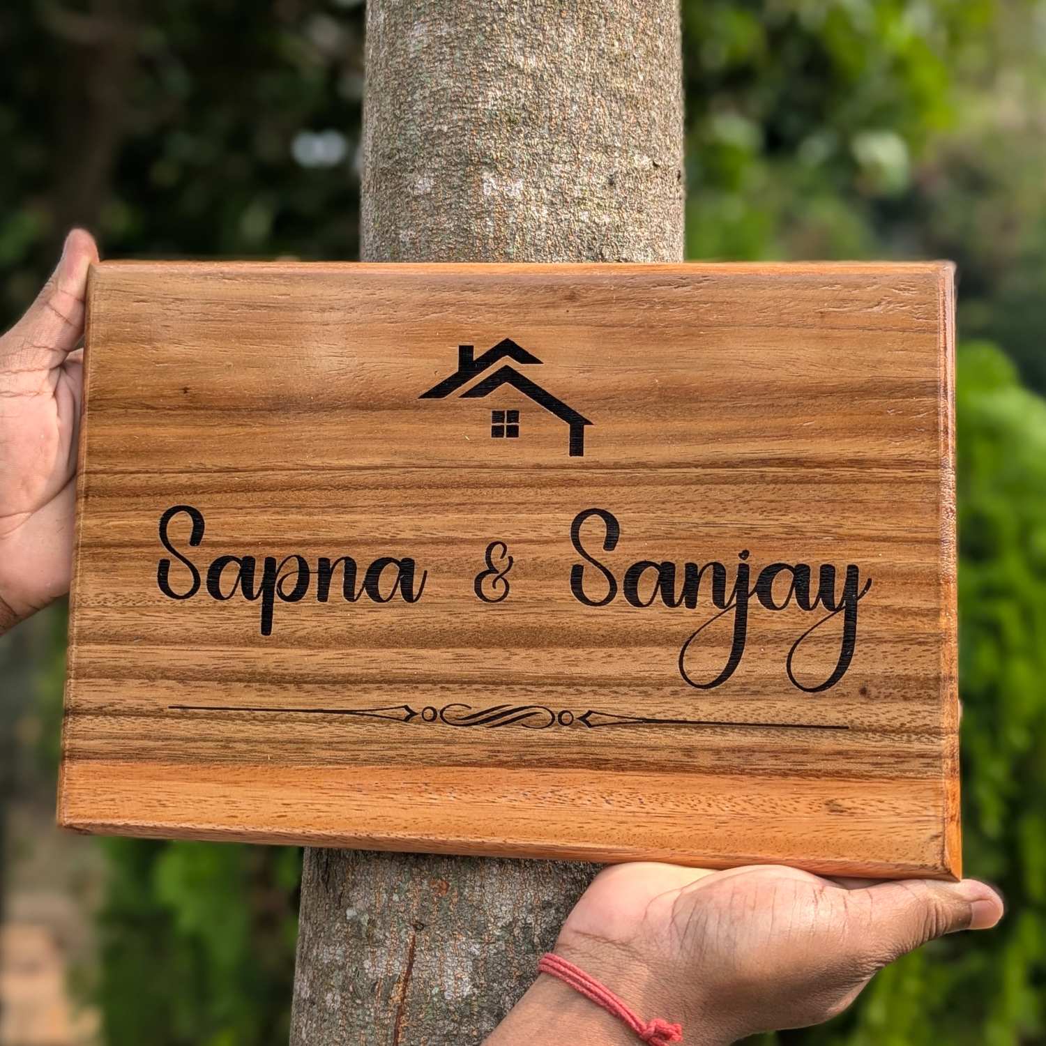 Luxury Teak Wood Engraved Wooden House Nameplate Designed for Premium Homes - Image 10