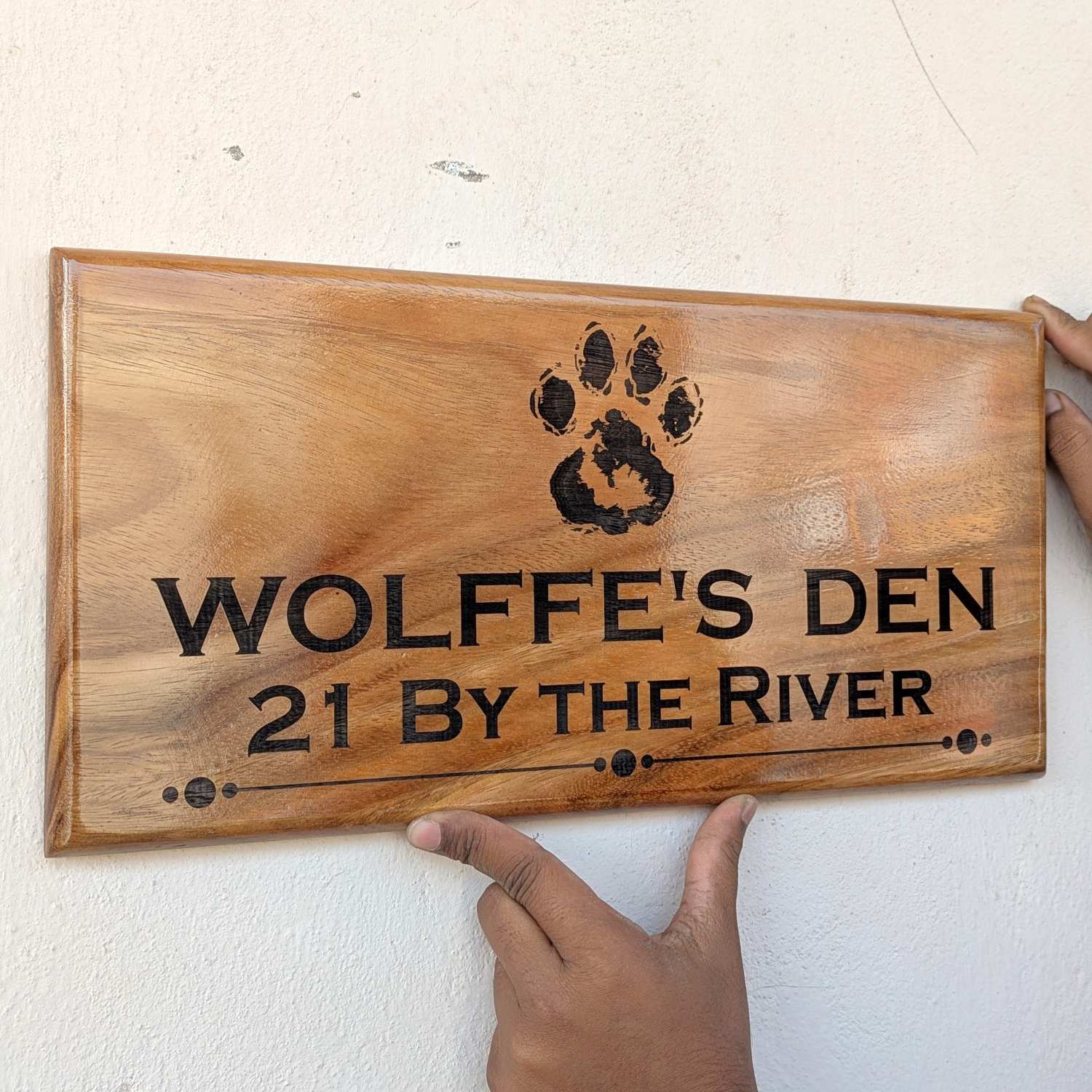 Luxury Teak Wood Engraved Wooden House Nameplate Designed for Premium Homes - Image 13