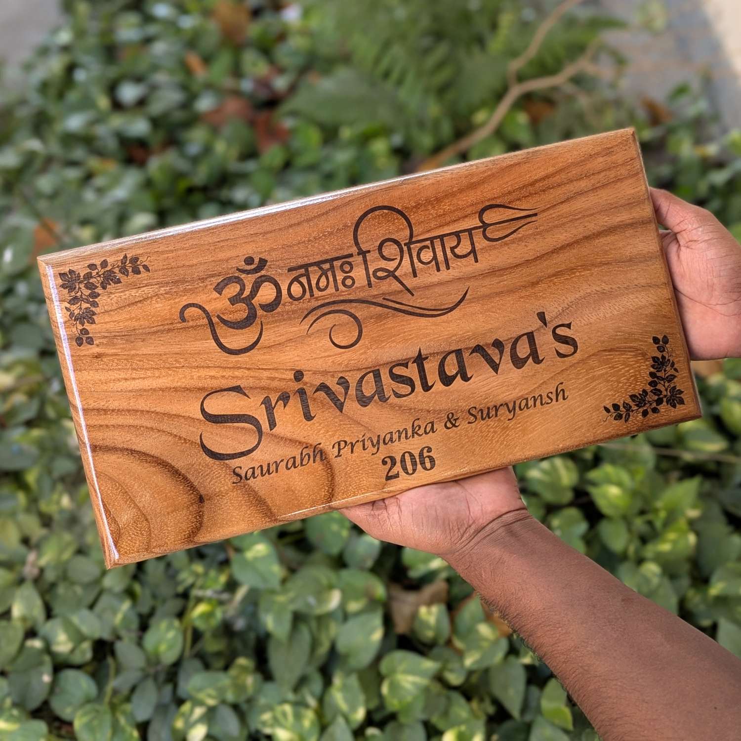 Luxury Teak Wood Engraved Wooden House Nameplate Designed for Premium Homes - Image 20