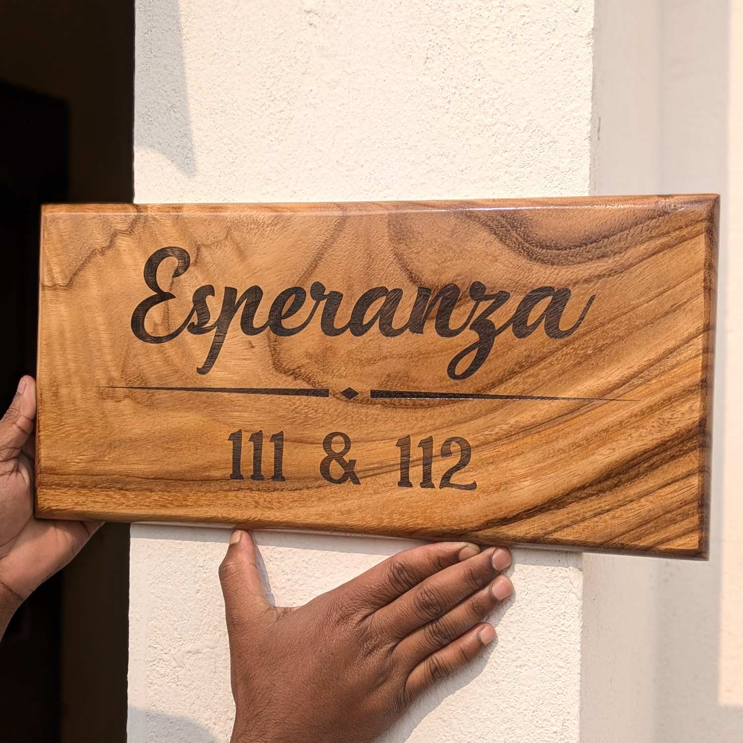 Luxury Teak Wood Engraved Wooden House Nameplate Designed for Premium Homes - Image 25