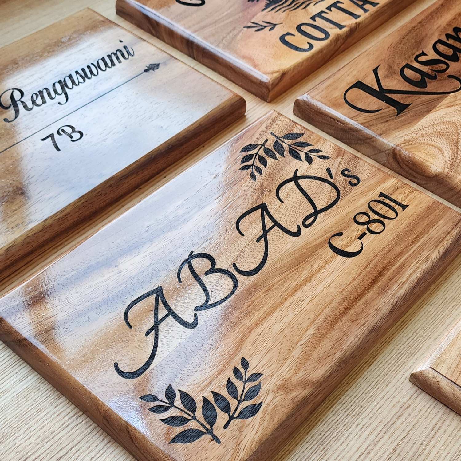 Luxury Teak Wood Engraved Wooden House Nameplate Designed for Premium Homes - Image 27