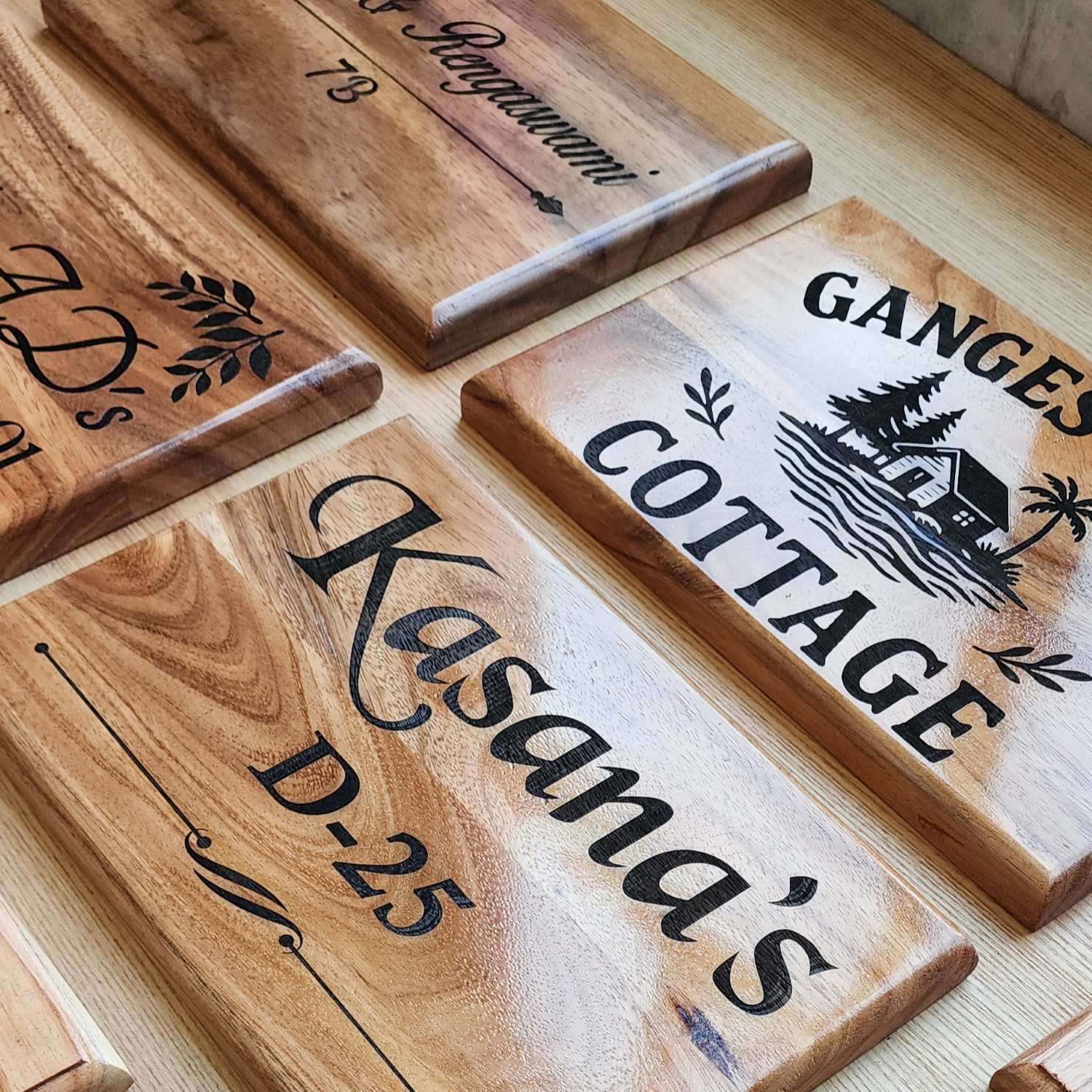 Luxury Teak Wood Engraved Wooden House Nameplate Designed for Premium Homes - Image 8