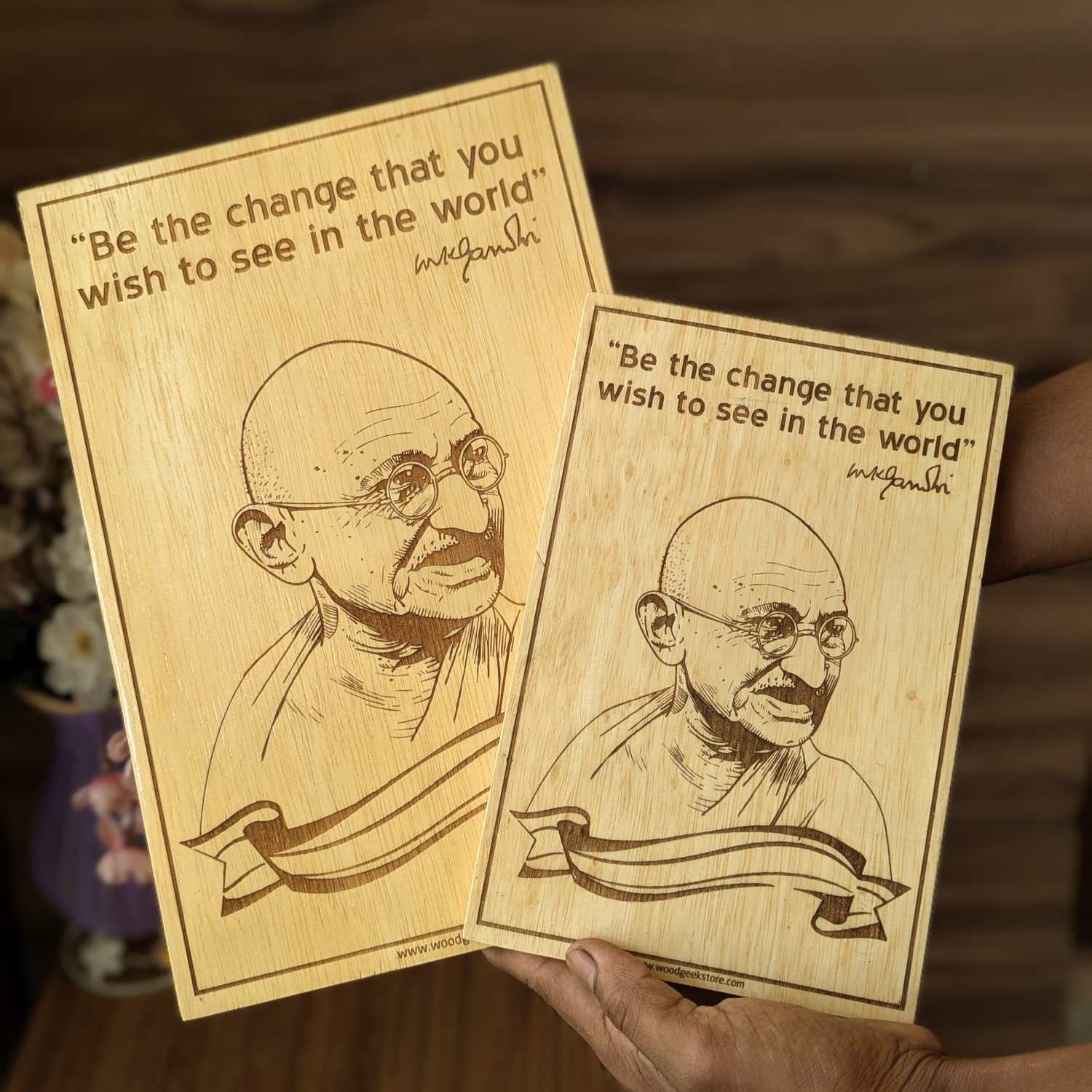 Mahatma Gandhi 'Be The Change' Wood Poster | Personalized Inspirational Gift for Mentors & Leaders - Image 2