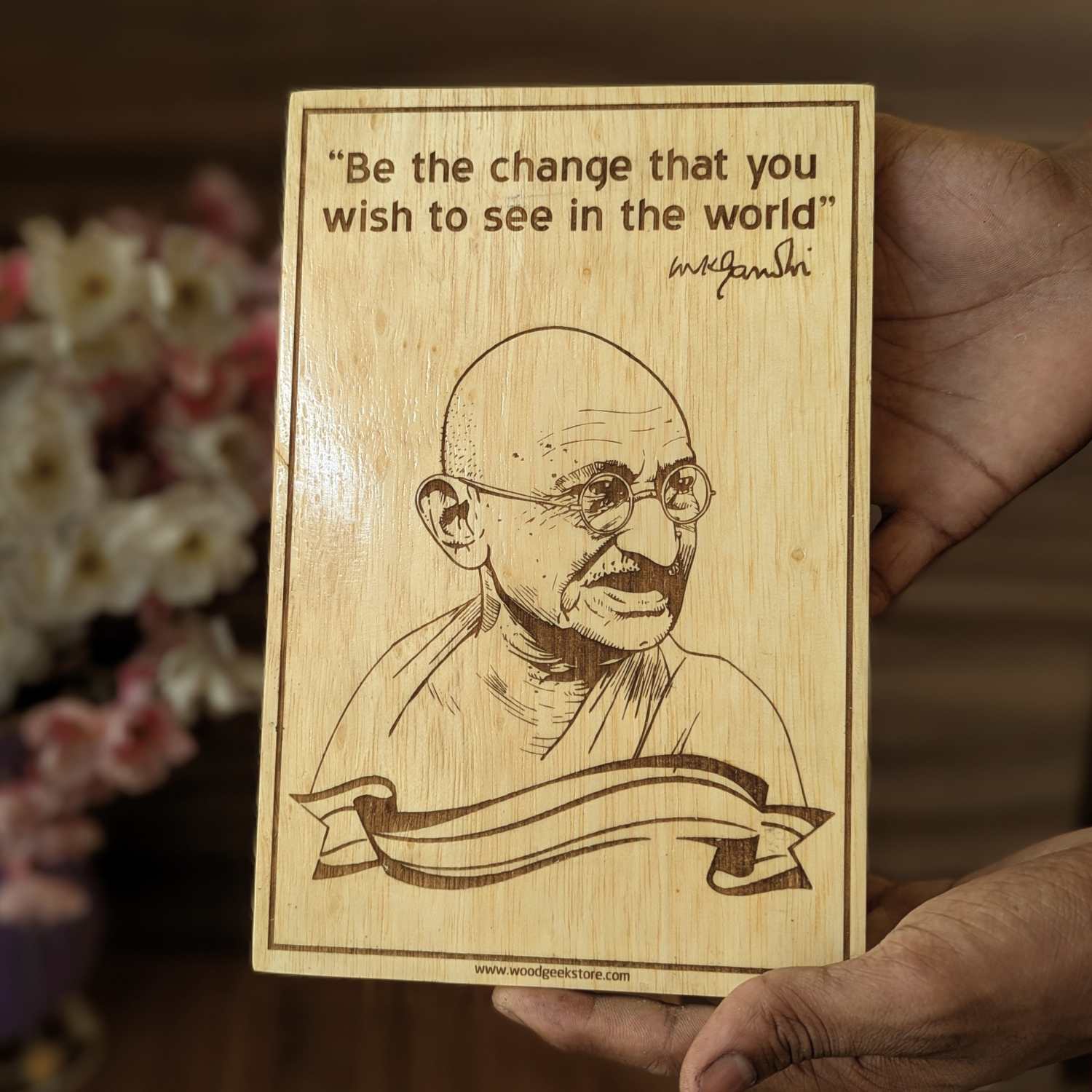 Mahatma Gandhi 'Be The Change' Wood Poster | Personalized Inspirational Gift for Mentors & Leaders - Image 3