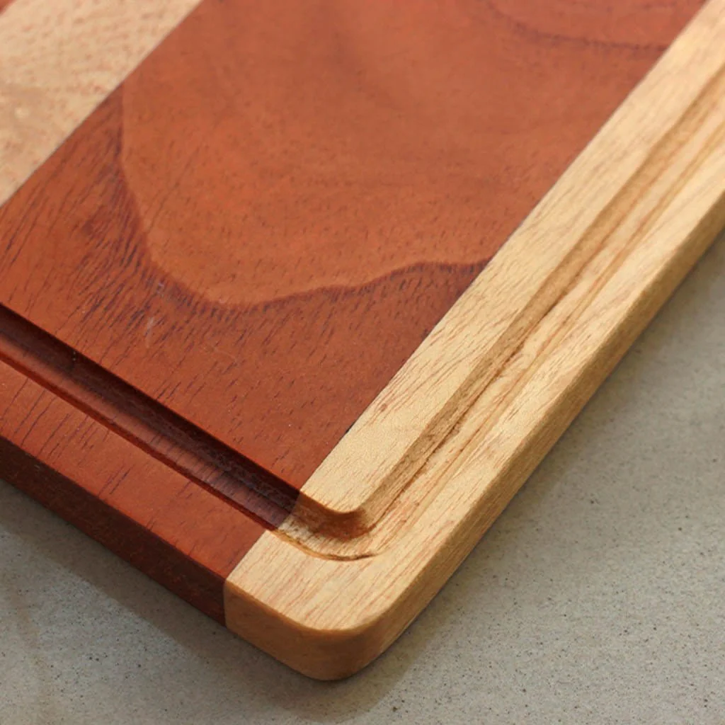 Mahogany & Birch Striped Wooden Chopping Board - Image 4
