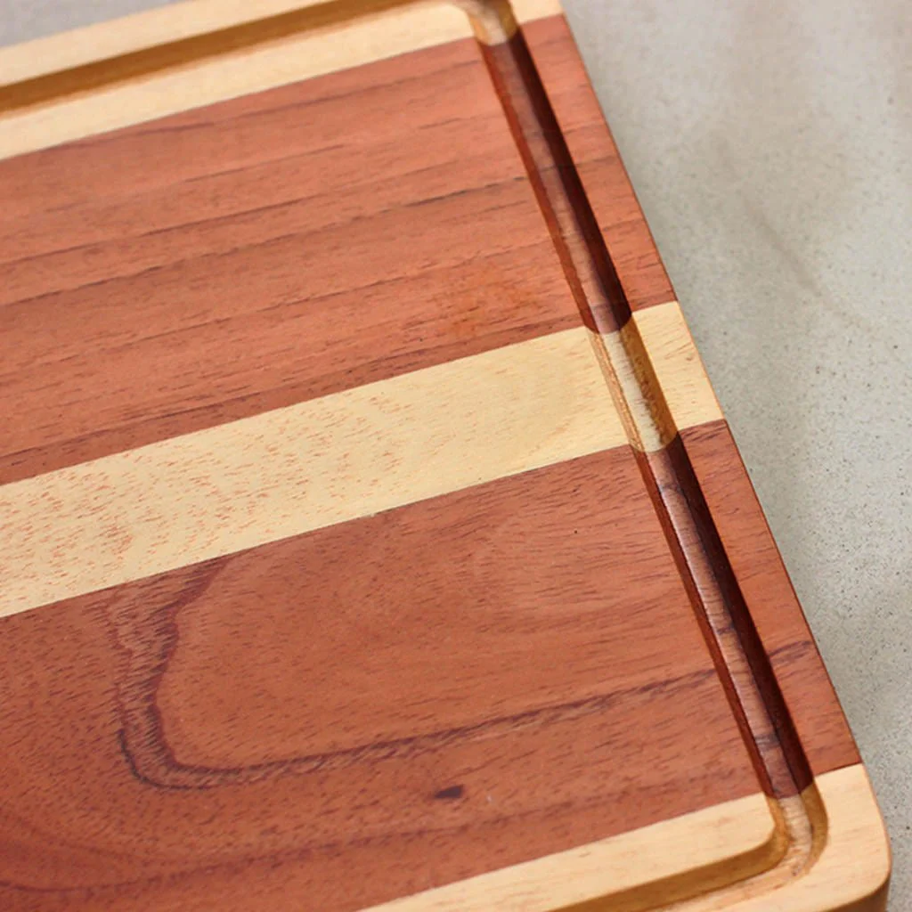 Mahogany & Birch Striped Wooden Chopping Board - Image 5