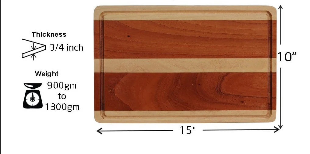Mahogany & Birch Striped Wooden Chopping Board - Image 6