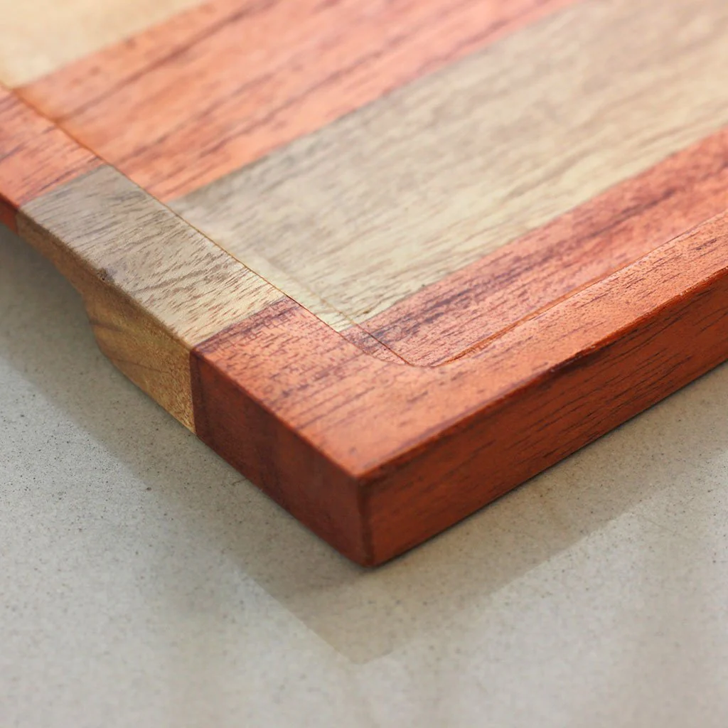 Mahogany & Birch Striped Wooden Tray - Image 4
