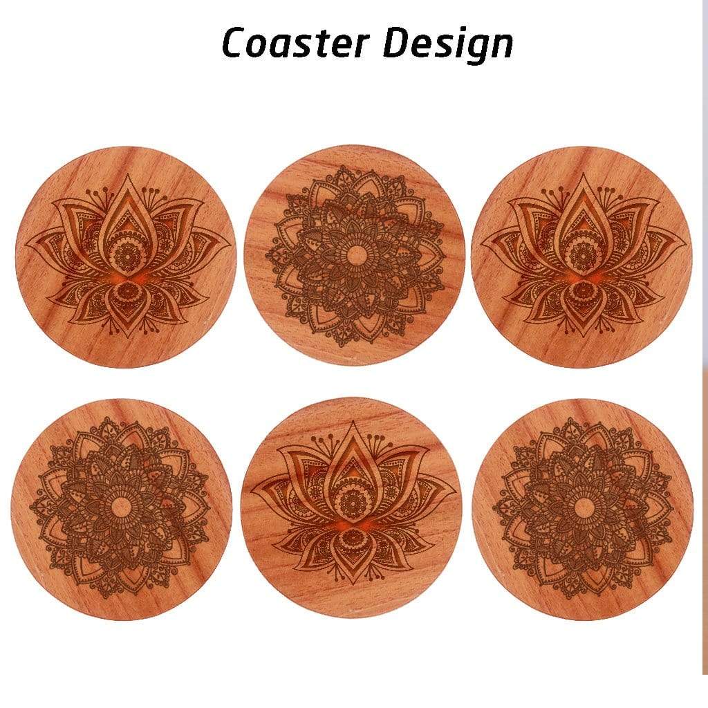 Mandala Coasters - Wooden Coaster Set With Holder - Image 5