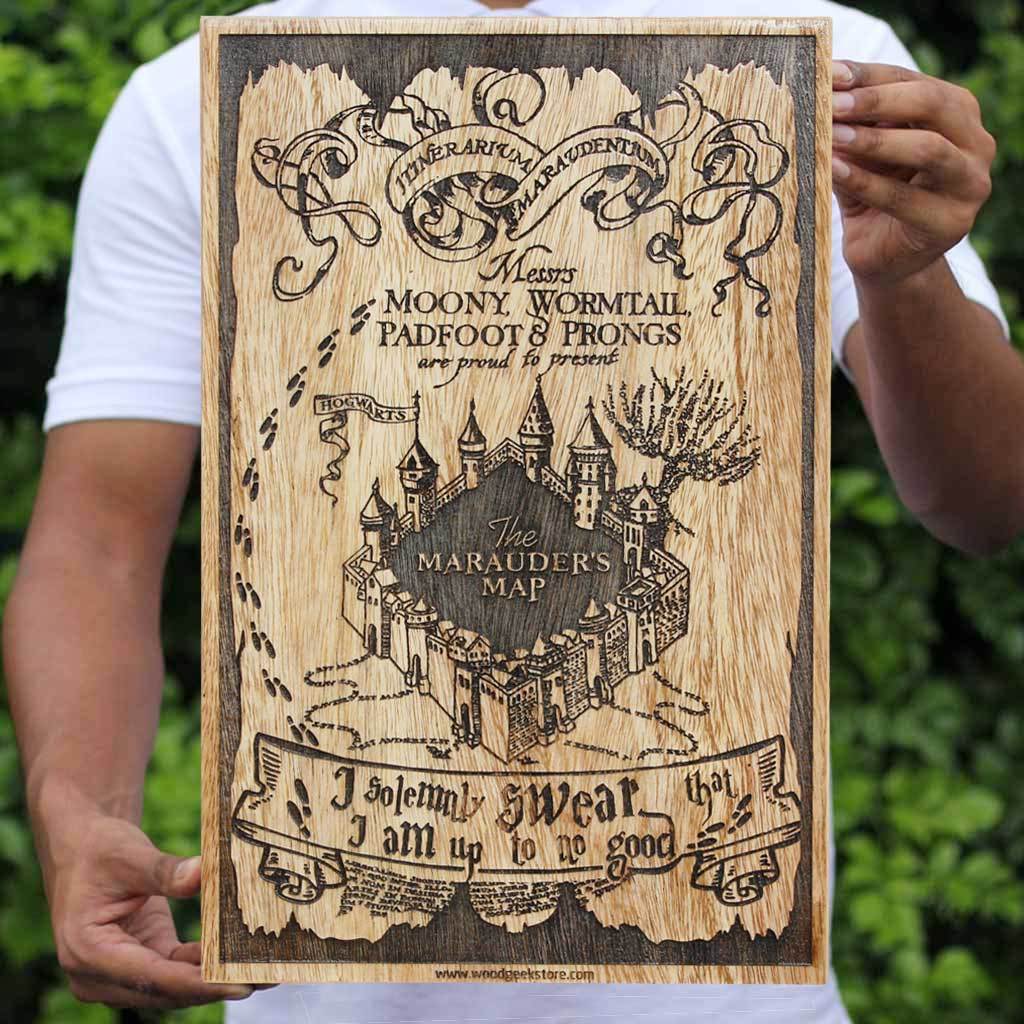 Marauder's Map Carved Wooden Poster - Image 3