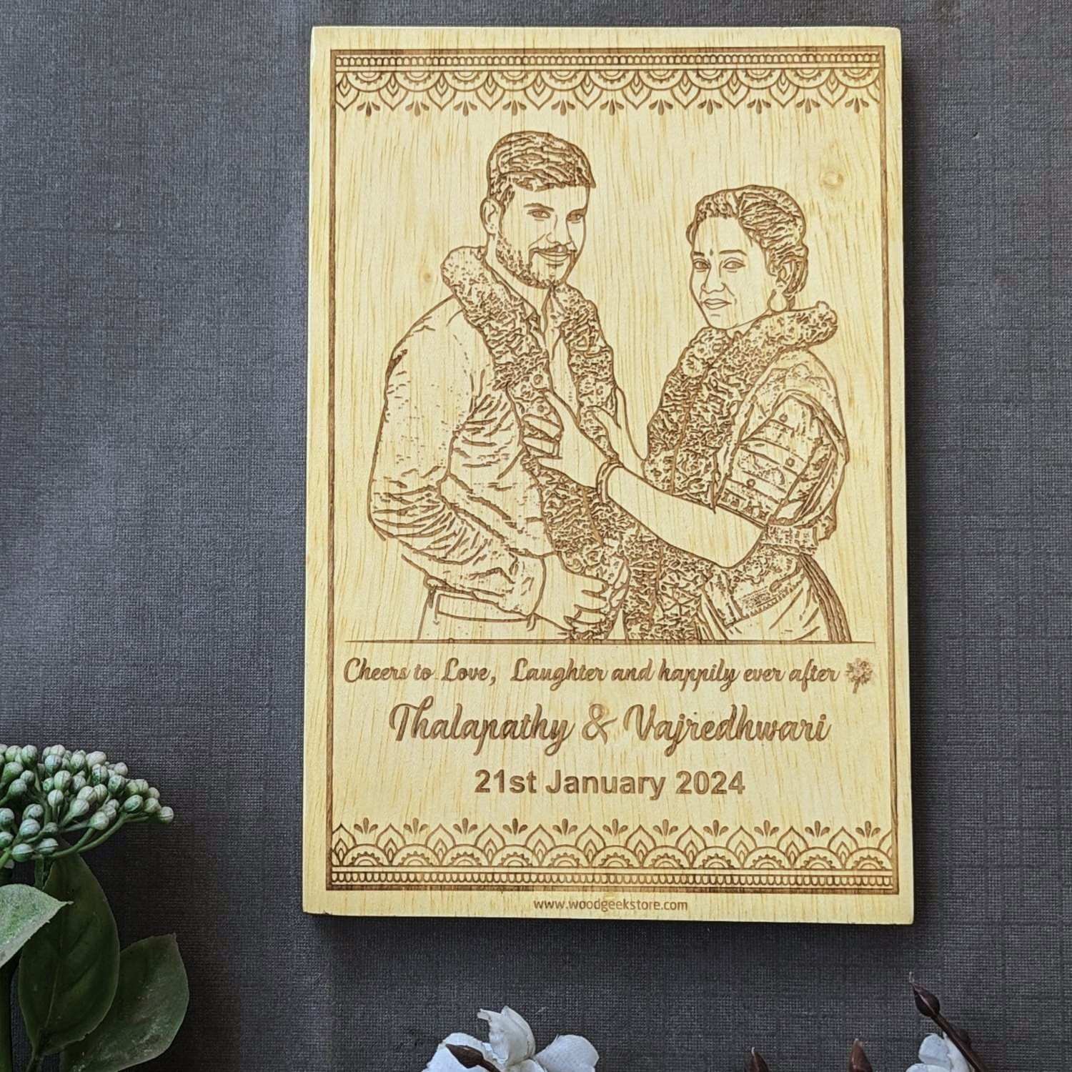 Marriage Photo Engraved in Wood | Personalized Wedding Gift - Image 3