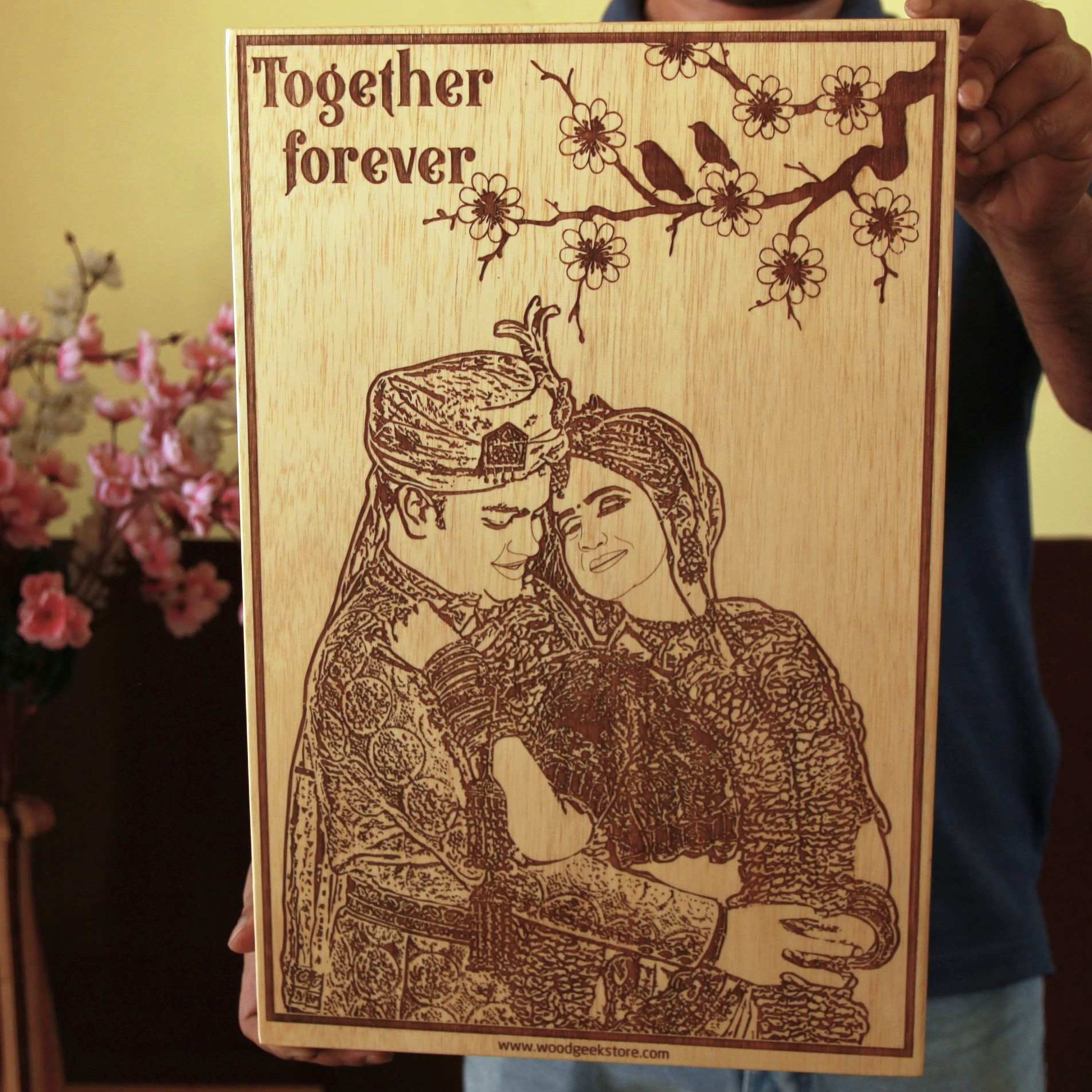 Marriage Photo Engraved in Wood | Personalized Wedding Gift - Image 4