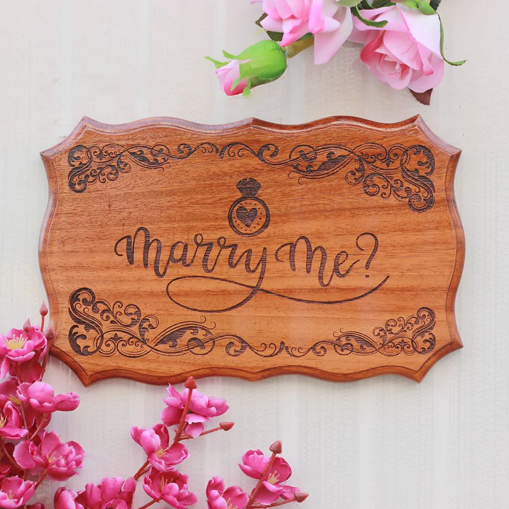 Personalized Marry Me Engraved Wood Sign