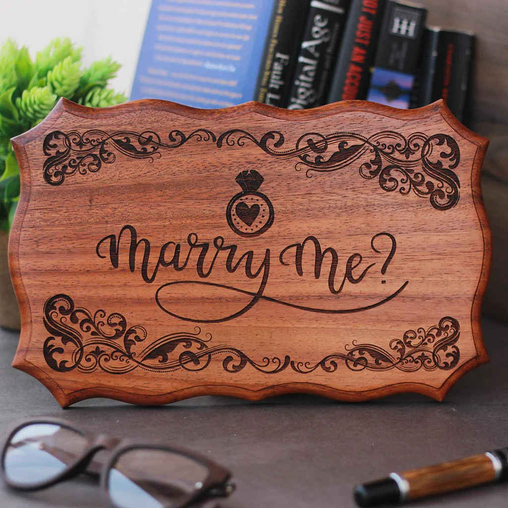 Personalized Marry Me Engraved Wood Sign - Image 2