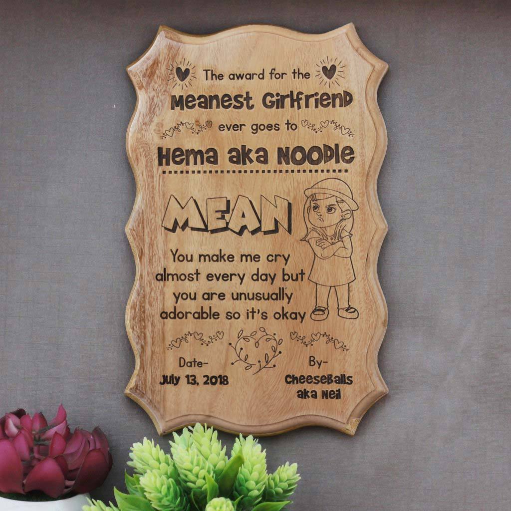 Meanest Girlfriend Funny Wooden Certificate - Image 2