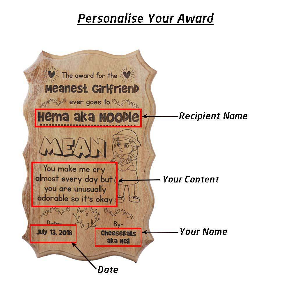 Meanest Girlfriend Funny Wooden Certificate - Image 3