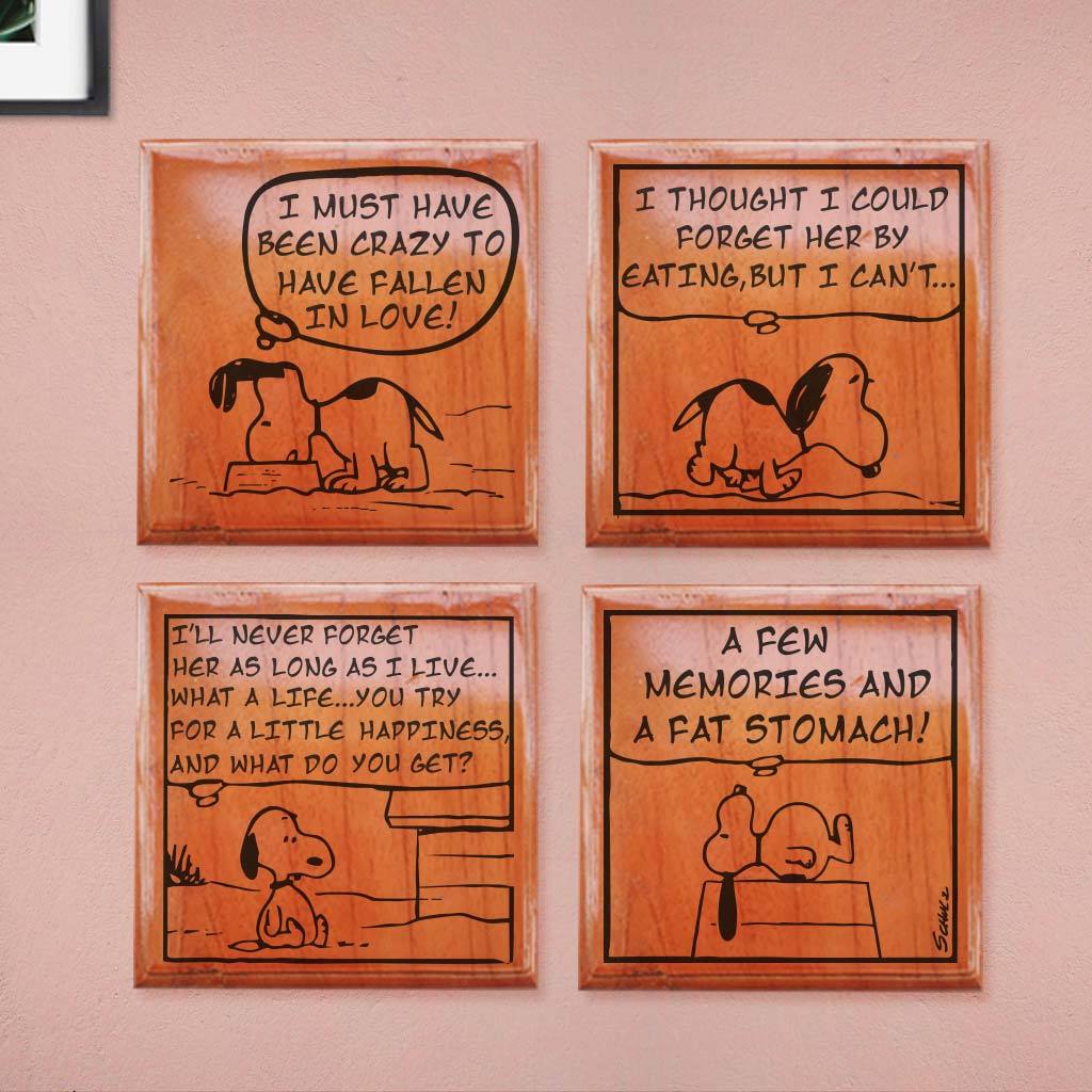 All I Got From Love: Memories & A Fat Stomach - Snoopy Wooden Crossword Wall Art