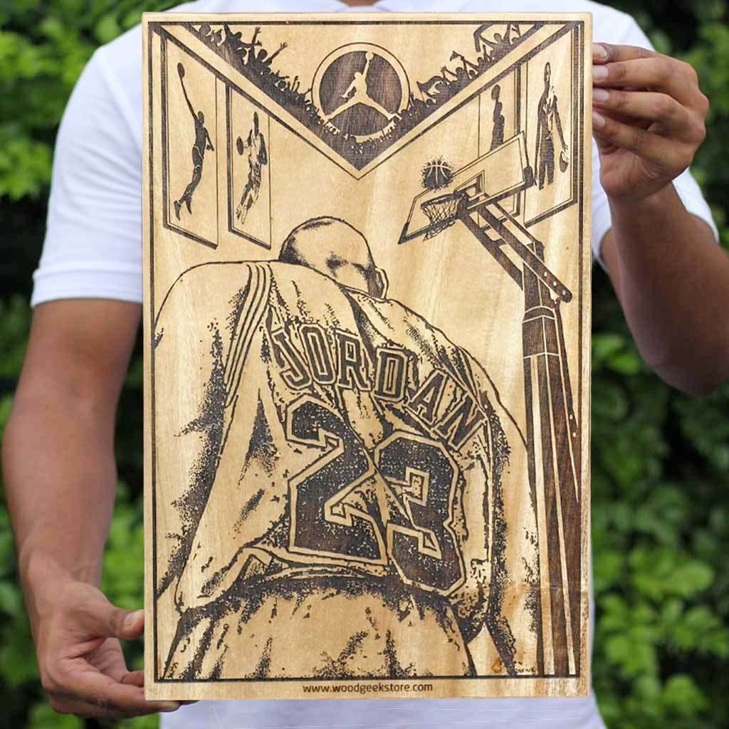 Air Legend Tribute - Michael Jordan Engraved Wooden Artwork - Image 3