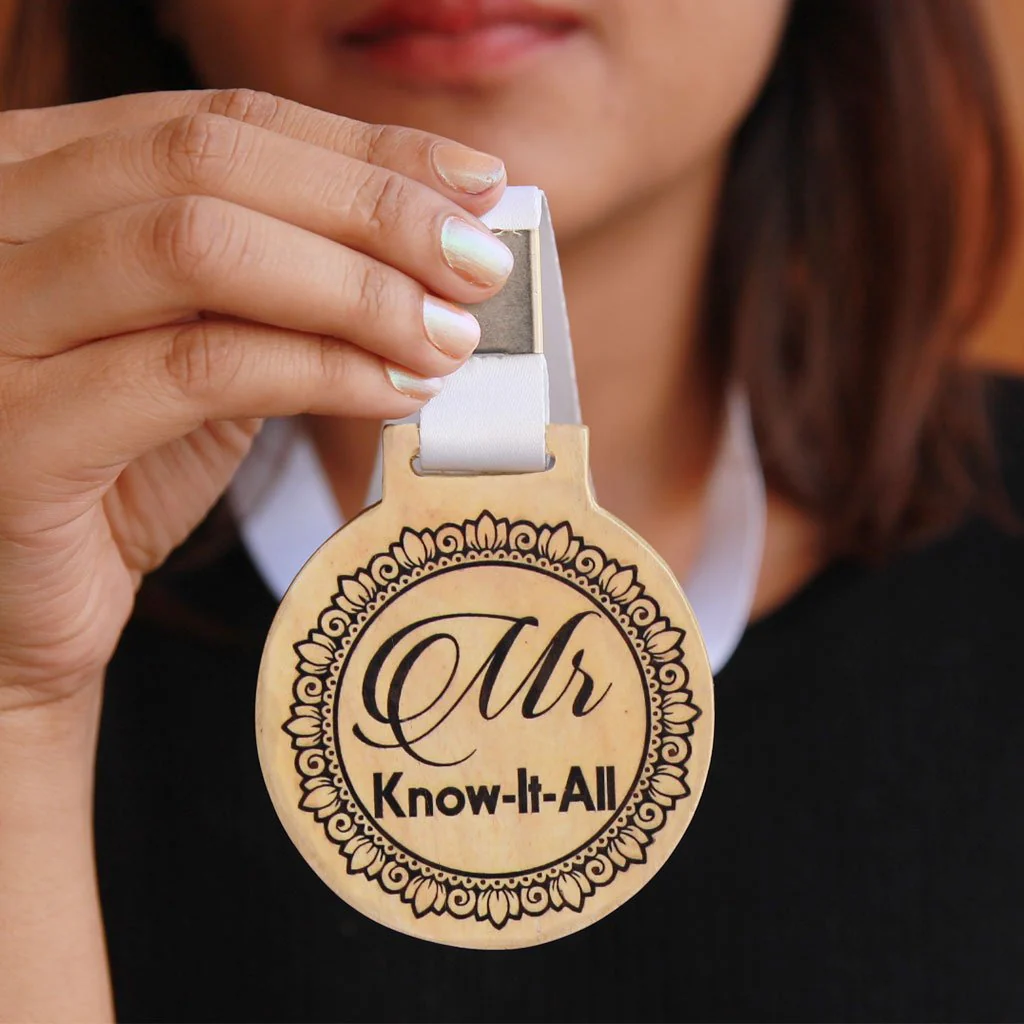 Miss/Mr Know It All Wooden Medal - Image 2
