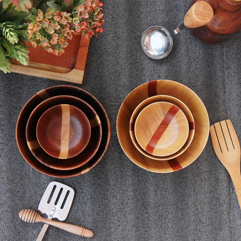 Mixing bowl & Serving bowl | Wood Turned Bowls - Set of 6 | Handmade - Image 4