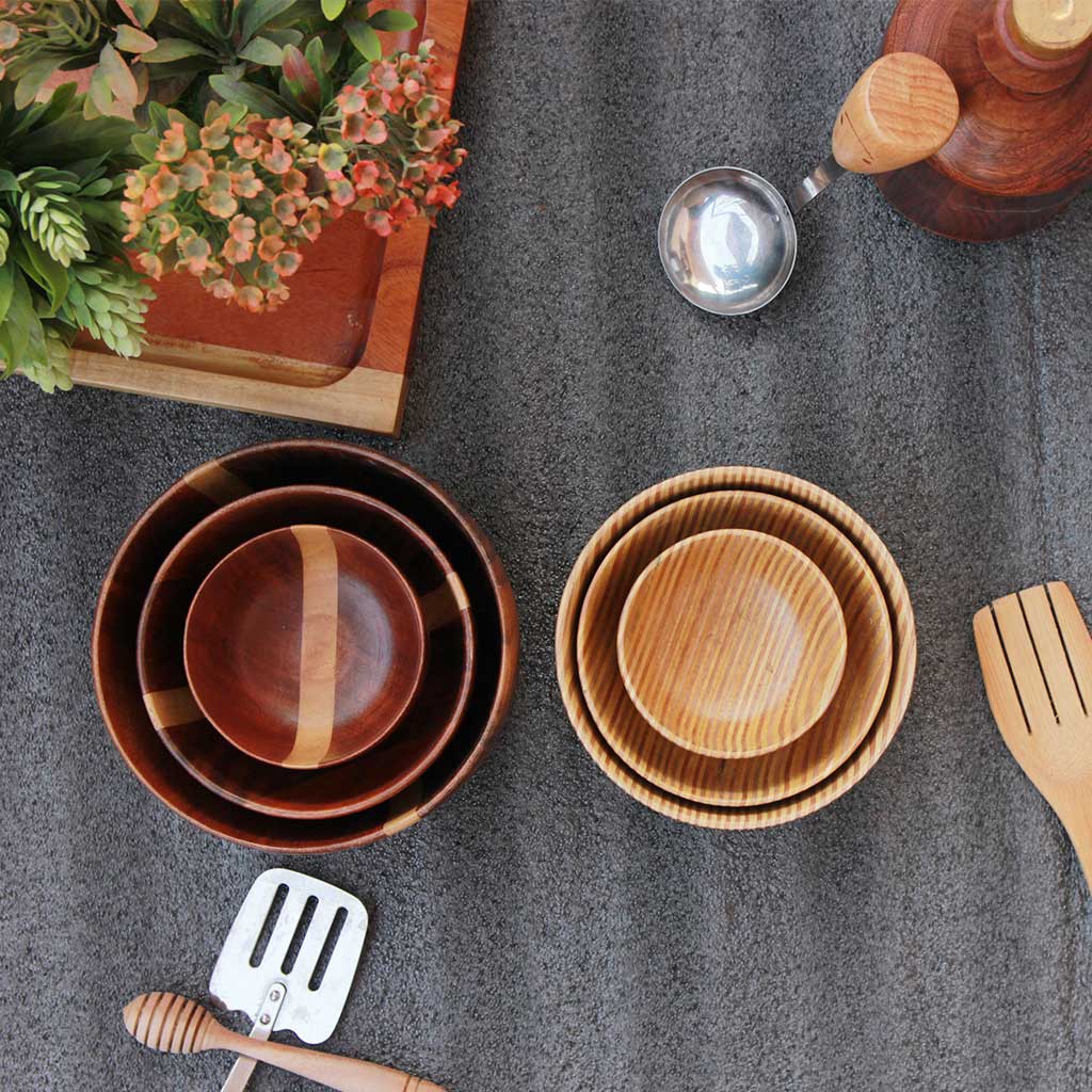 Mixing bowl & Serving bowl | Wood Turned Bowls - Set of 6 | Handmade - Image 5