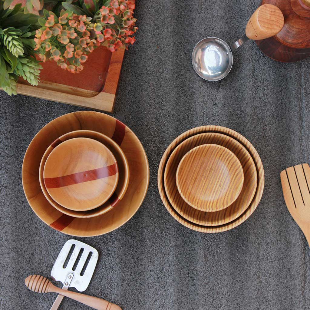 Mixing bowl & Serving bowl | Wood Turned Bowls - Set of 6 | Handmade - Image 6