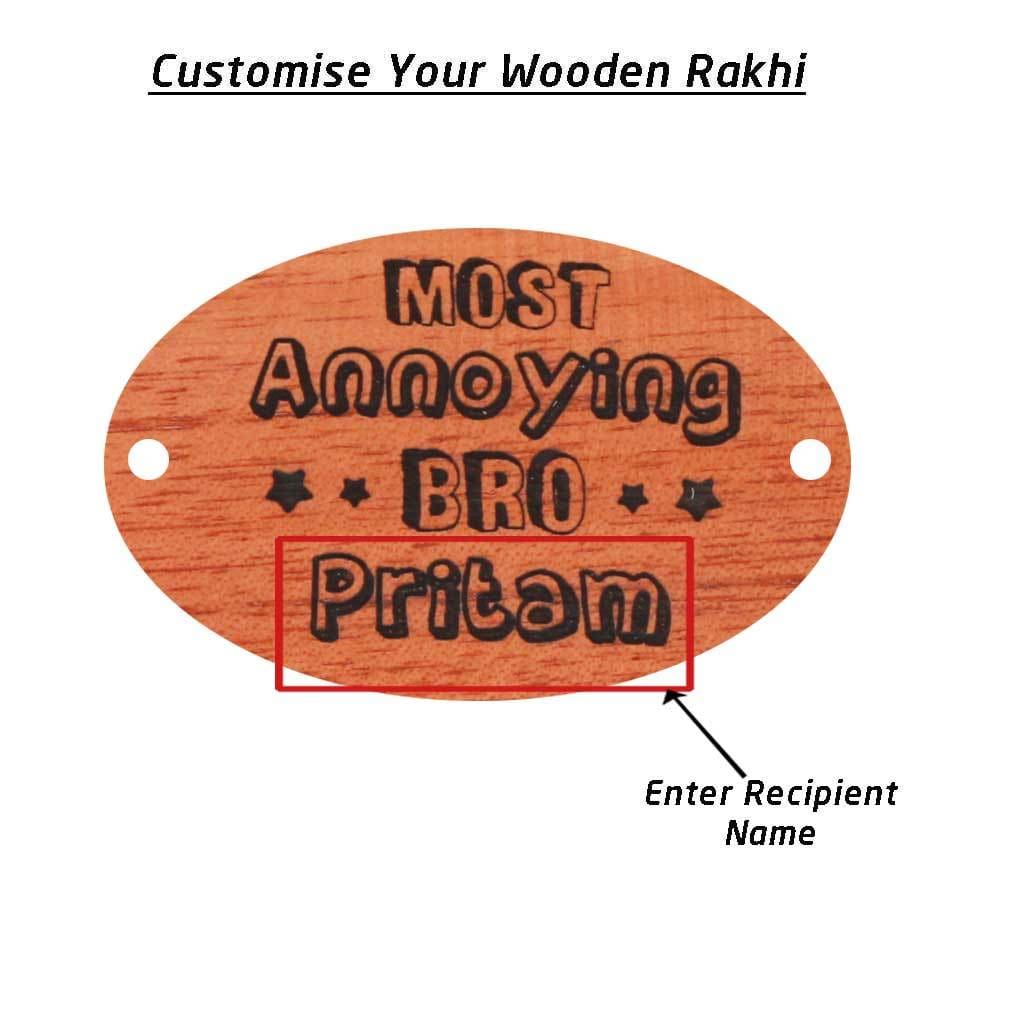 Most Annoying Bro Personalised Wooden Rakhi & Greeting Card - Image 5