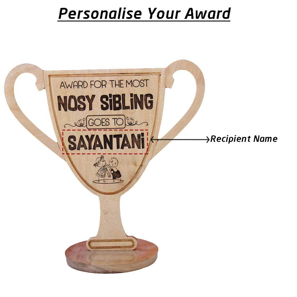 Most Nosy Sibling Wooden Trophy & Award - Image 3