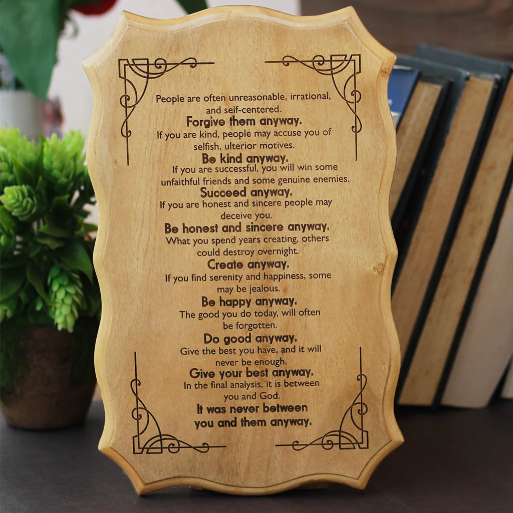 Mother Teresa: Do It Anyway Engraved Wood Sign - Image 2