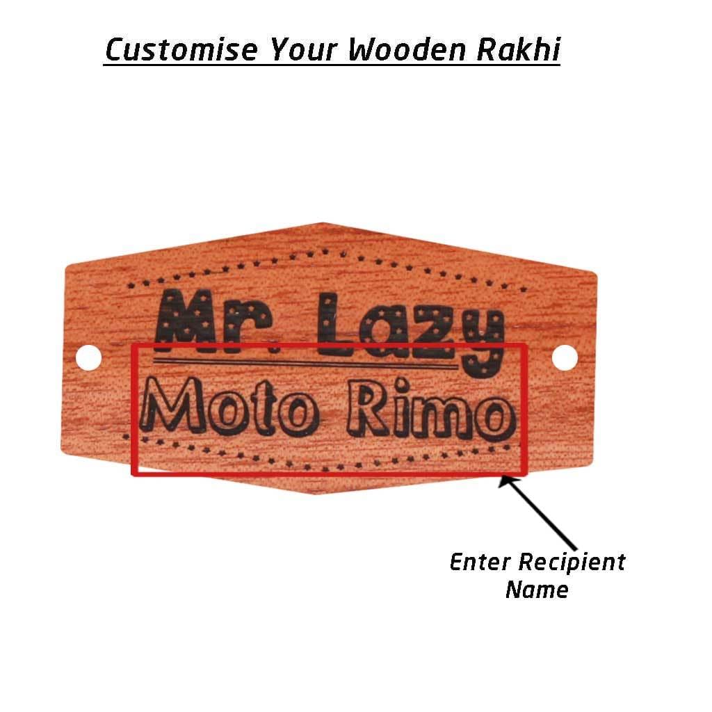 Mr Lazy Personalised Wooden Rakhi & Greeting Card - Image 5