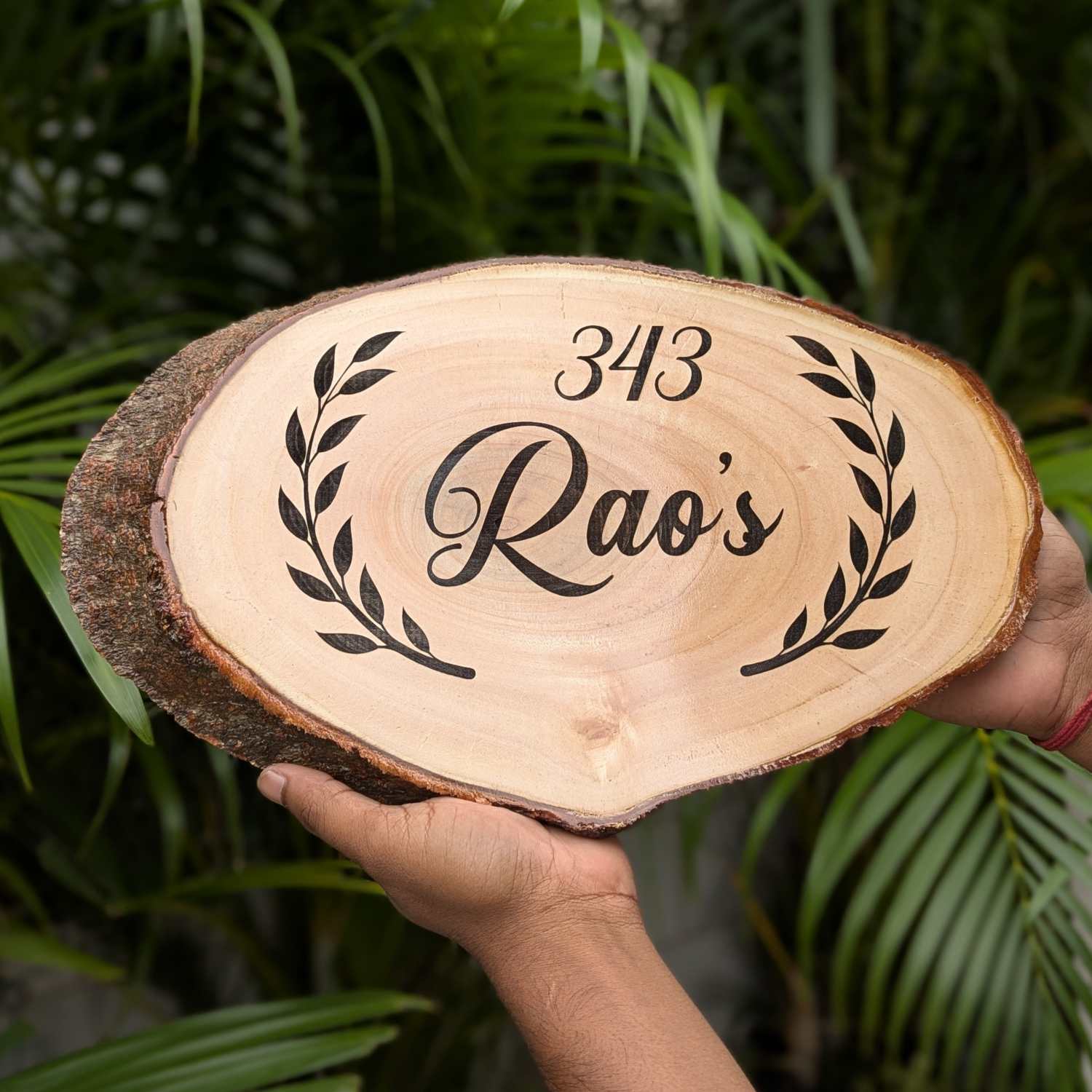 Rustic Natural Wooden Nameplate With Wood Bark | Live Edge Wood Sign - Image 17
