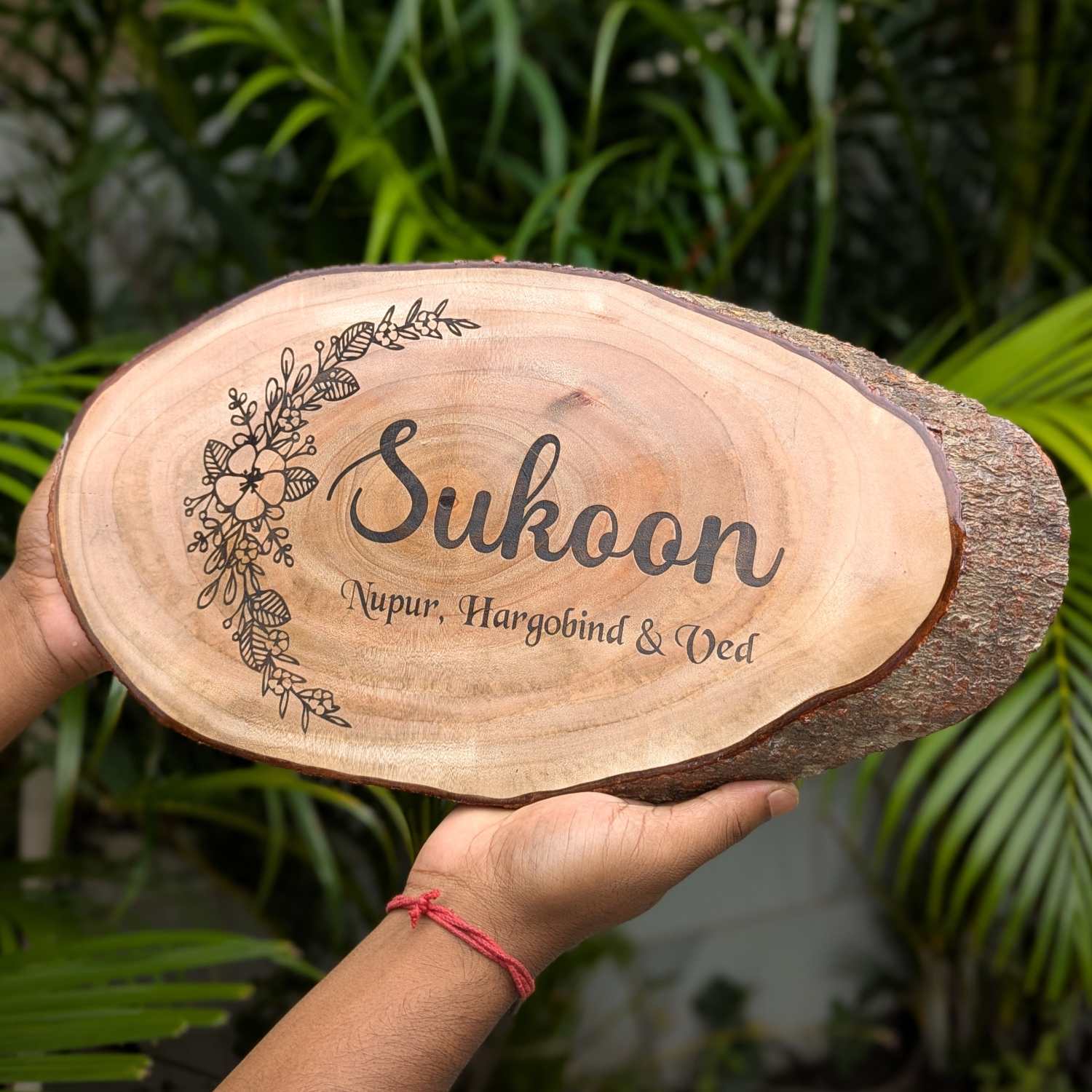 Rustic Natural Wooden Nameplate With Wood Bark | Live Edge Wood Sign - Image 23