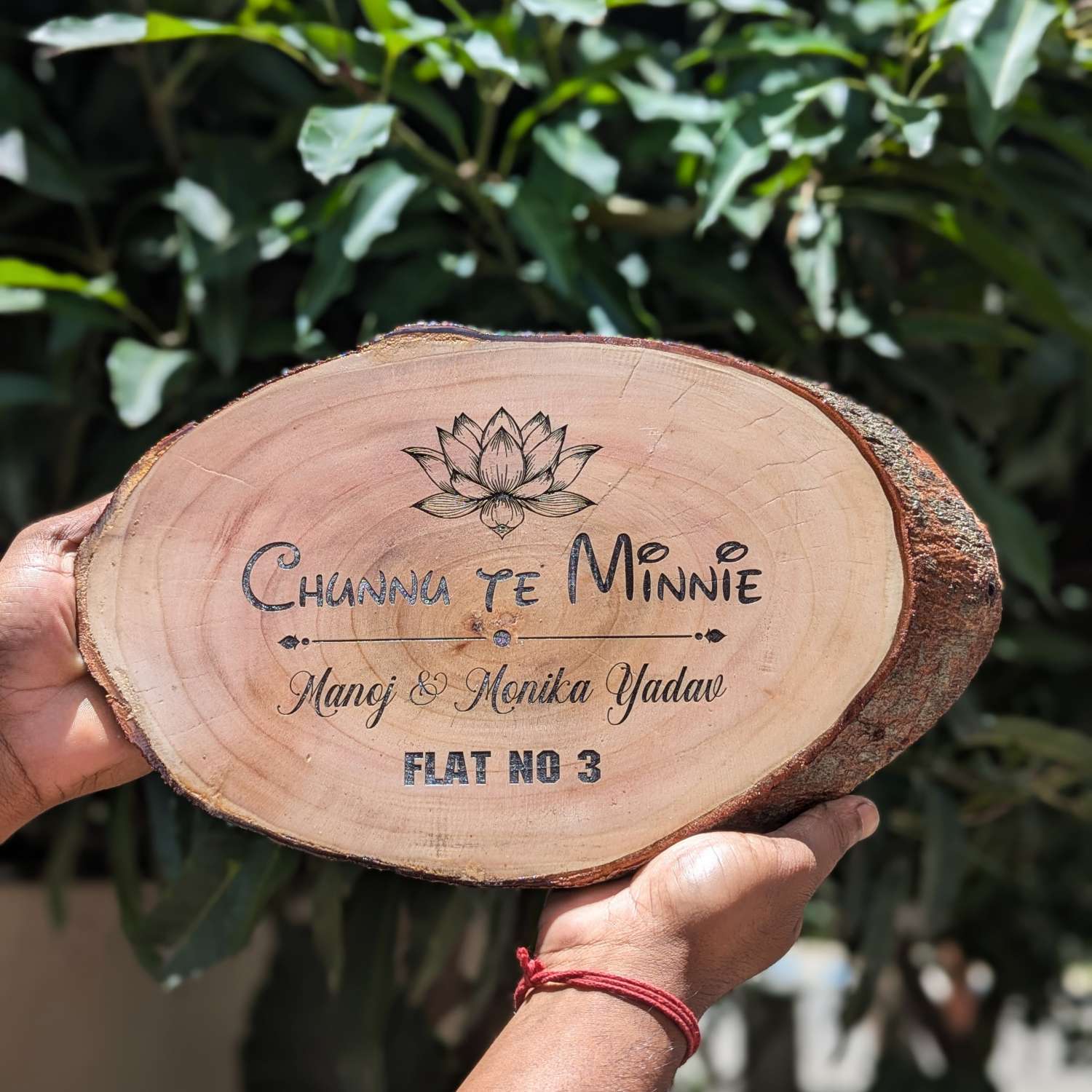 Rustic Natural Wooden Nameplate With Wood Bark | Live Edge Wood Sign - Image 27