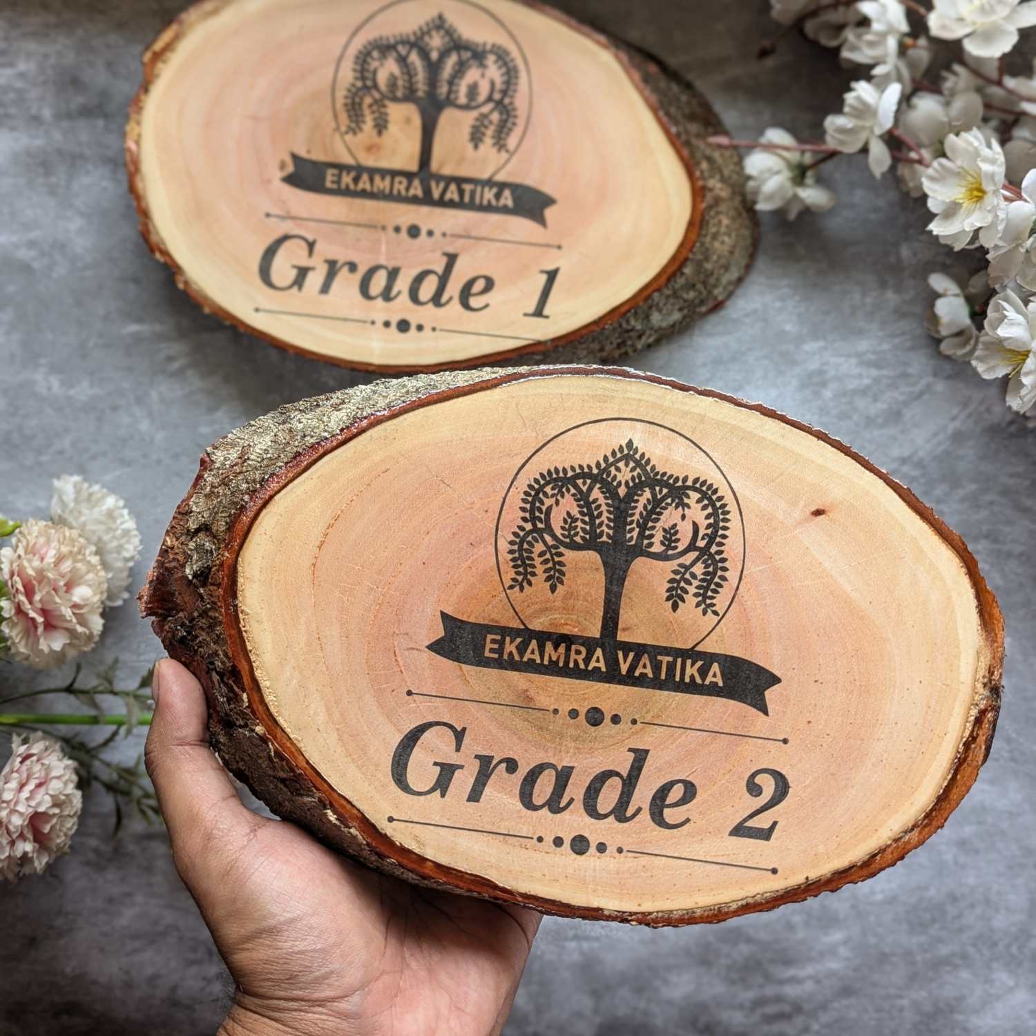 Rustic Natural Wooden Nameplate With Wood Bark | Live Edge Wood Sign - Image 31
