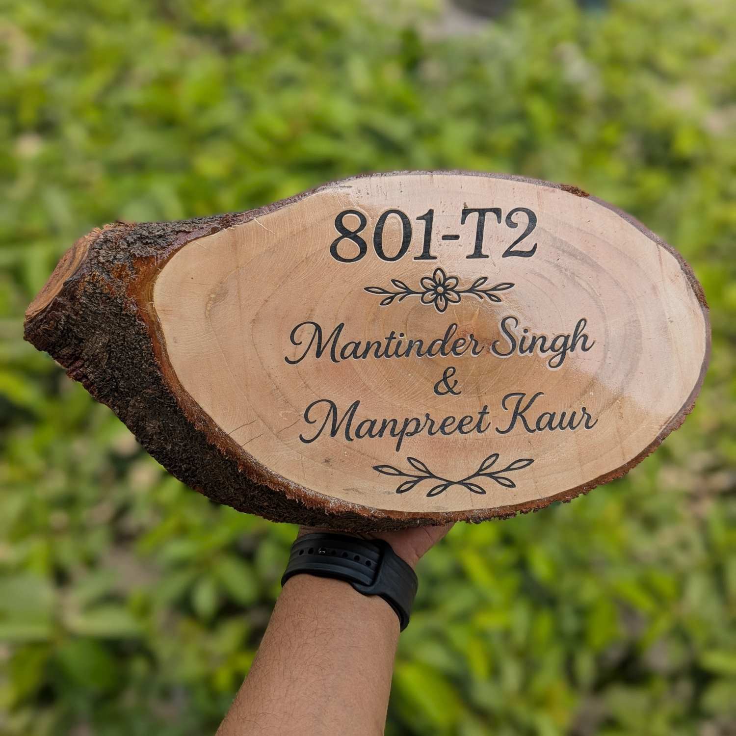 Rustic Natural Wooden Nameplate With Wood Bark | Live Edge Wood Sign - Image 32