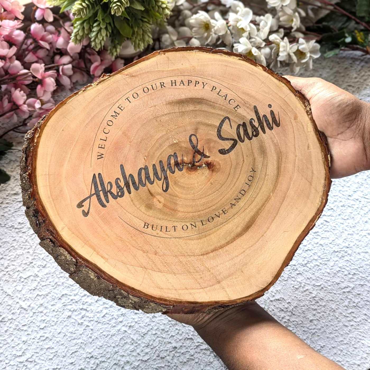 Rustic Natural Wooden Nameplate With Wood Bark | Live Edge Wood Sign - Image 33
