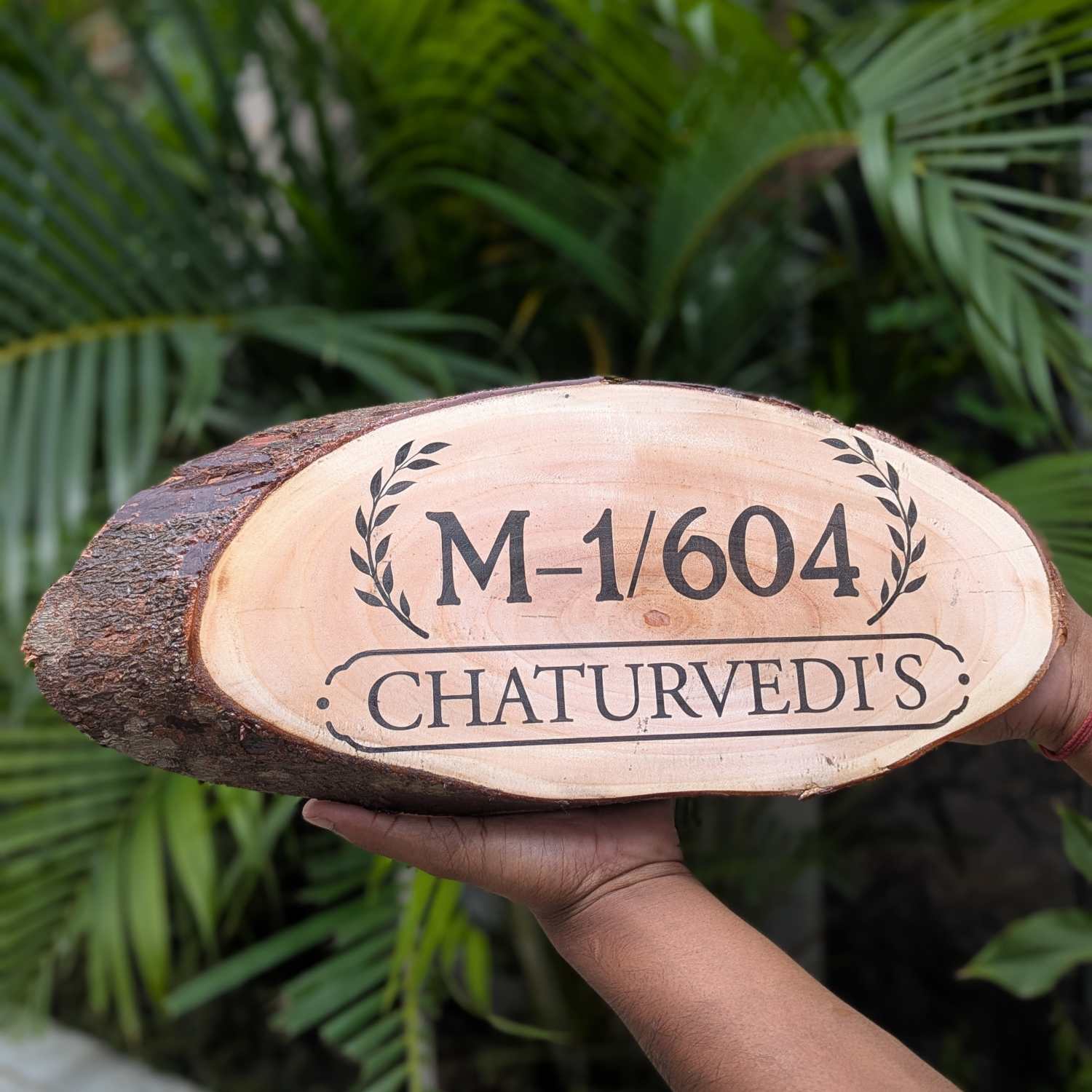 Rustic Natural Wooden Nameplate With Wood Bark | Live Edge Wood Sign - Image 34