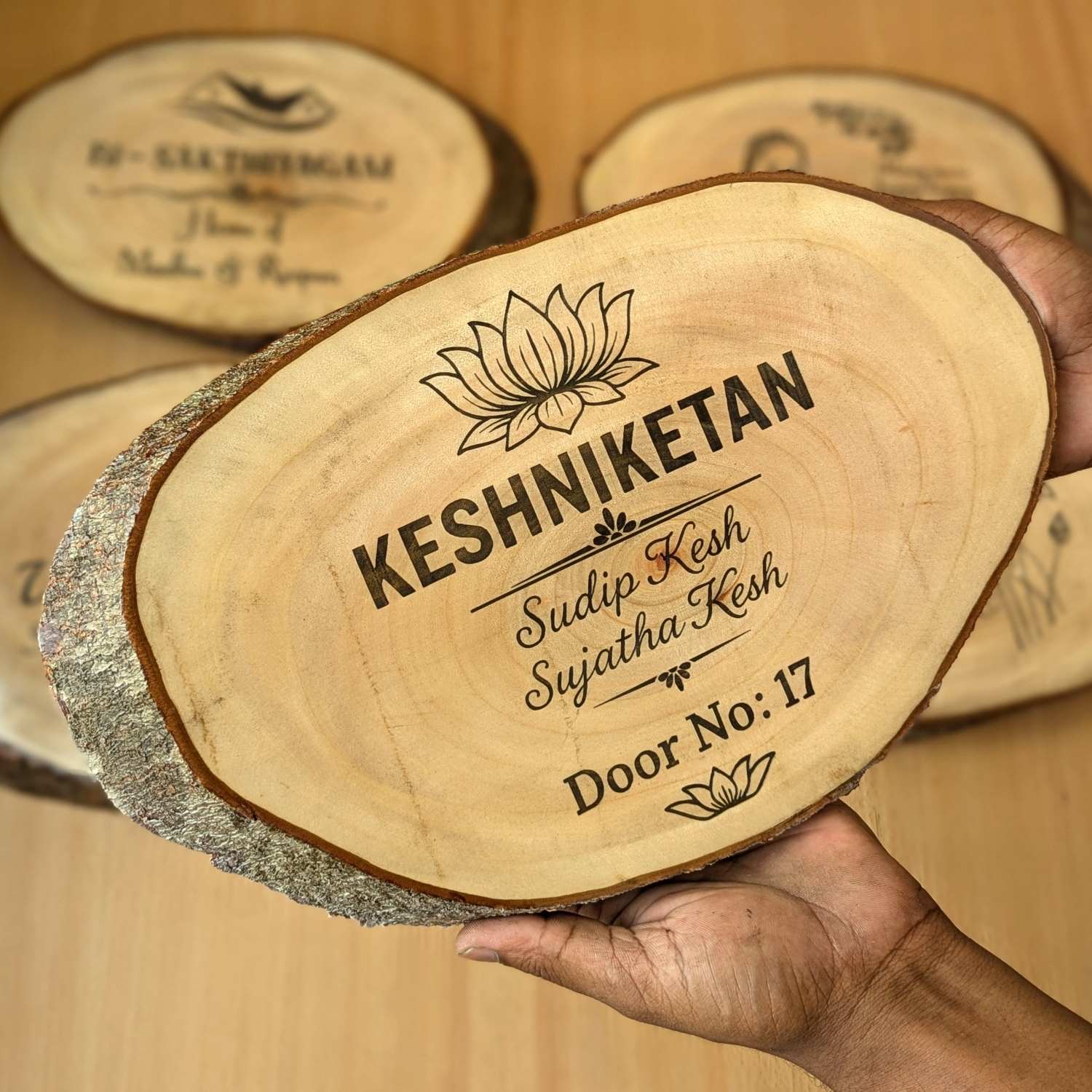 Rustic Natural Wooden Nameplate With Wood Bark | Live Edge Wood Sign - Image 35